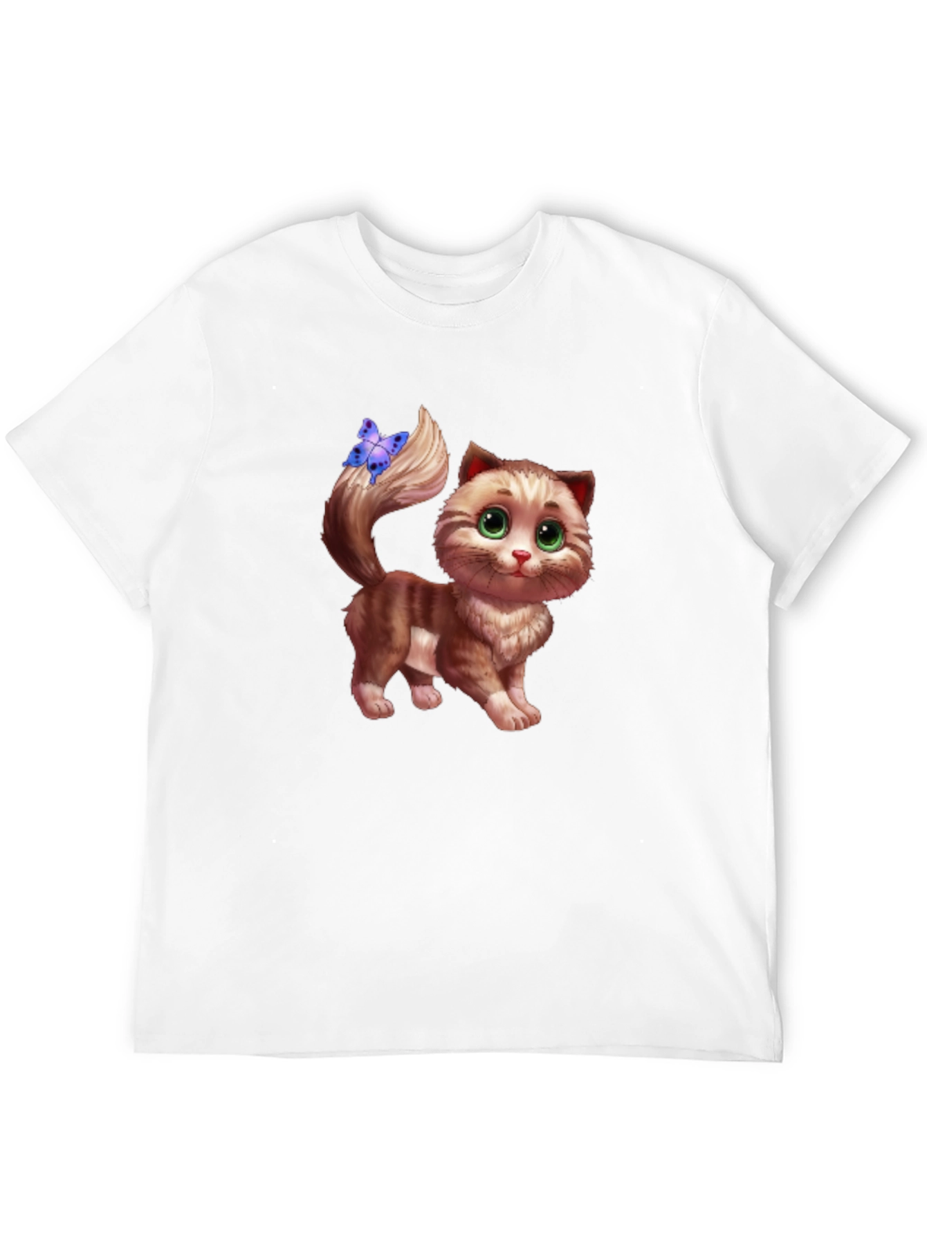 Cute Cartoon Cat Graphic Tee - Unisex Black T-Shirt