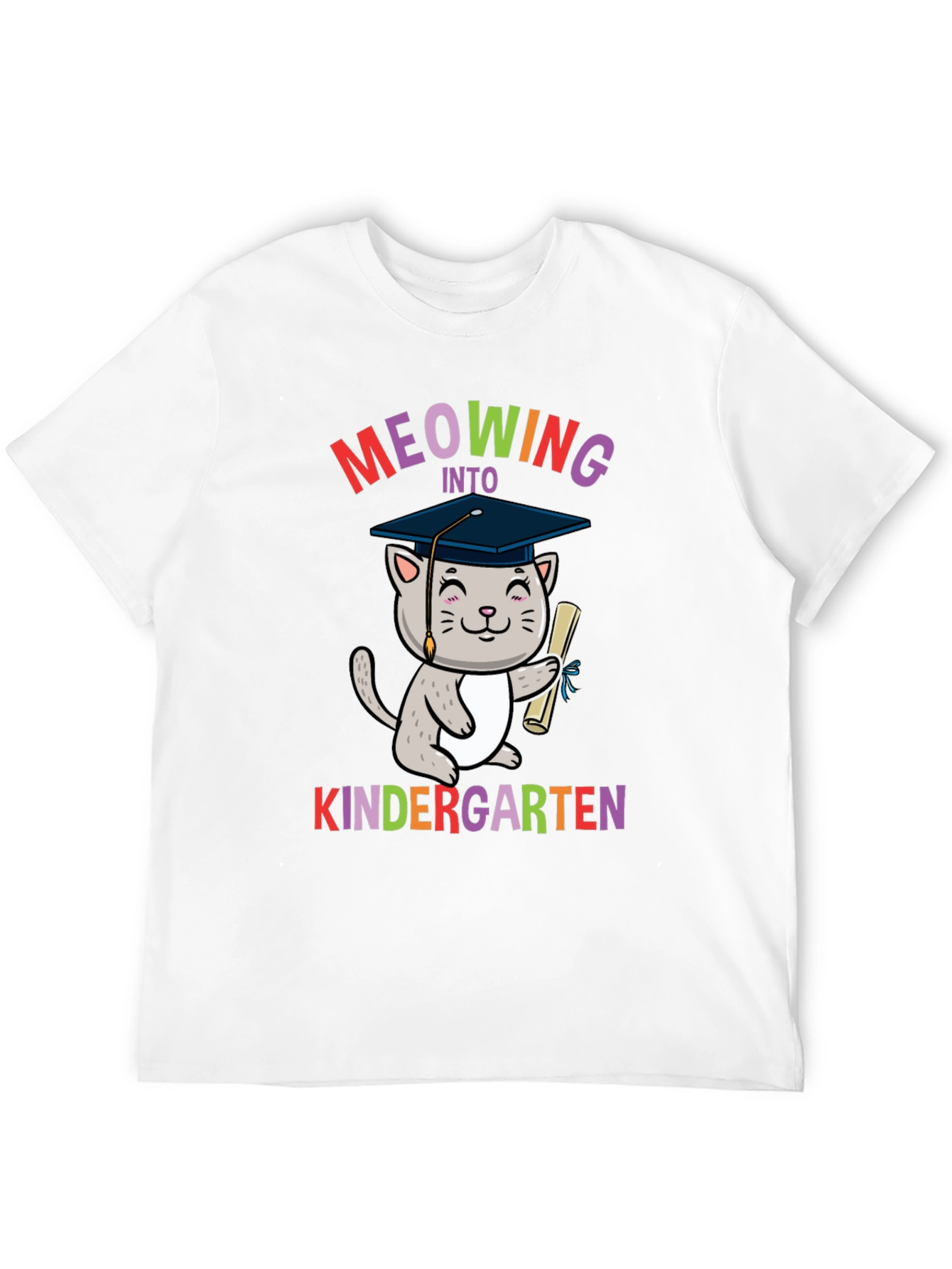 Meowing Into Kindergarten Shirt - Graduation Cat Tee
