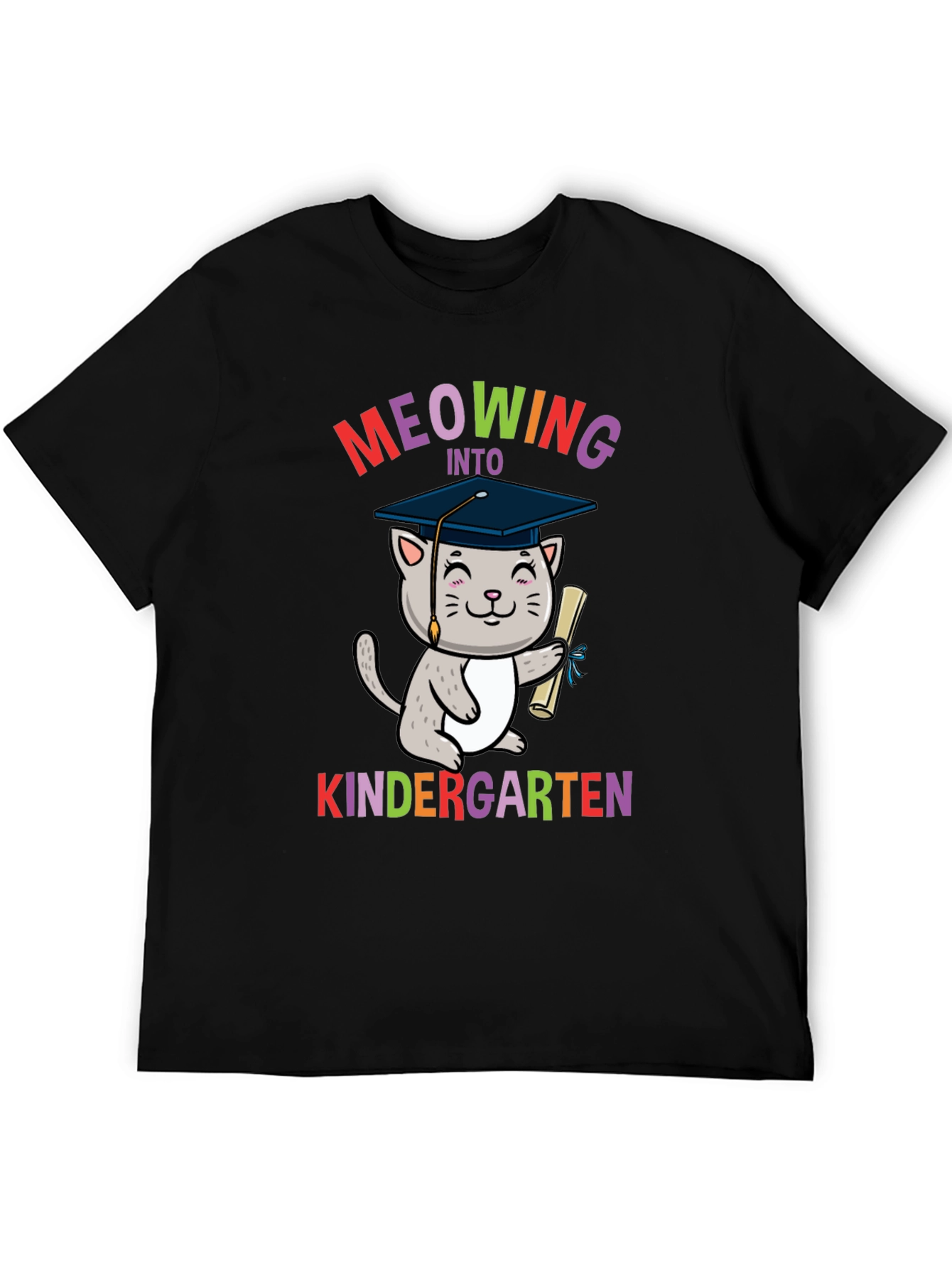 Meowing Into Kindergarten Shirt - Graduation Cat Tee