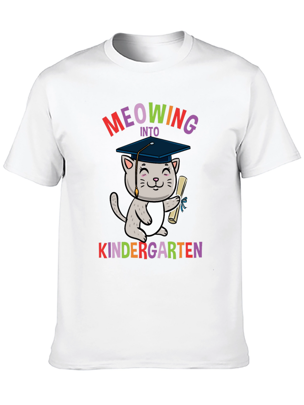 Meowing Into Kindergarten Shirt - Graduation Cat Tee