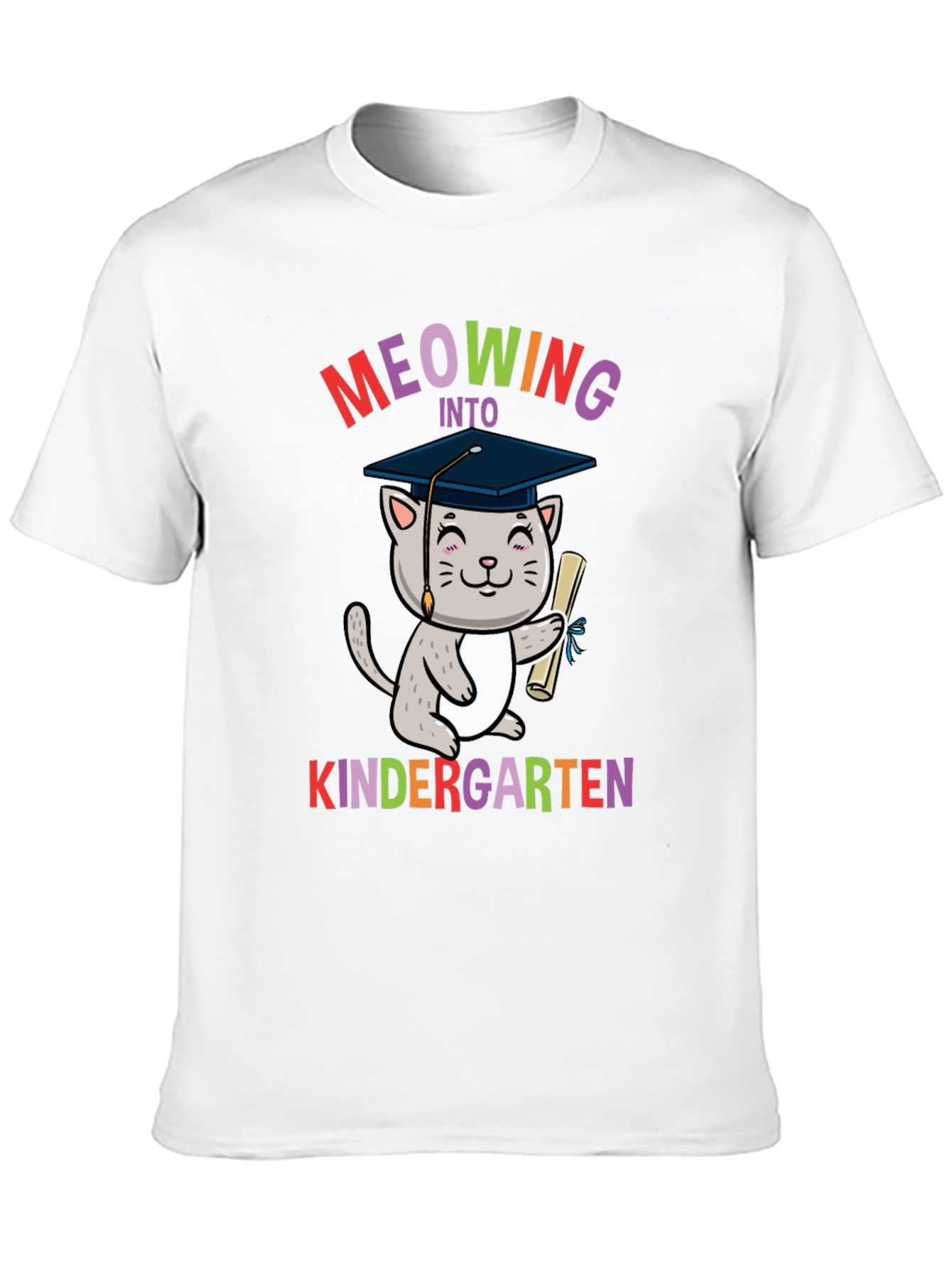 Meowing Into Kindergarten Shirt - Graduation Cat Tee