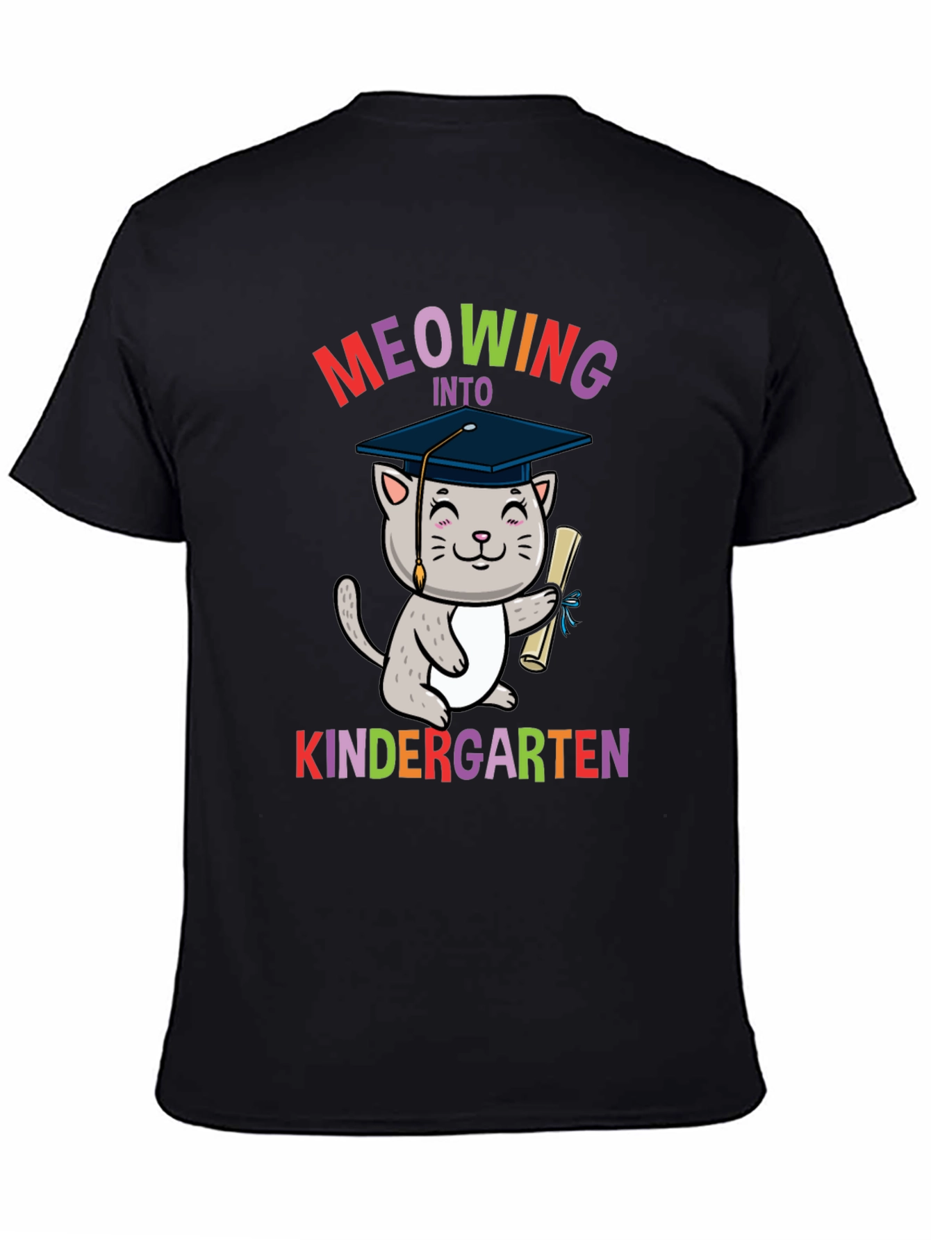 Meowing Into Kindergarten Shirt - Graduation Cat Tee