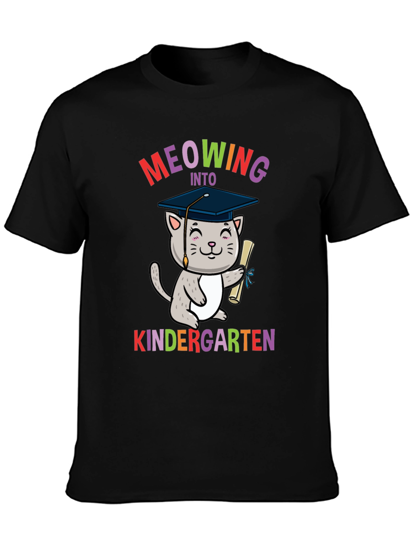 Meowing Into Kindergarten Shirt - Graduation Cat Tee