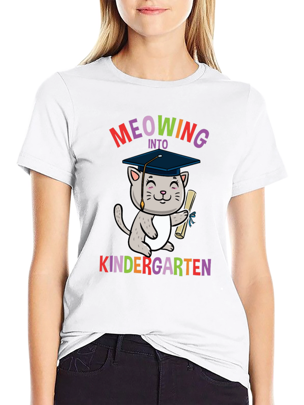 Meowing Into Kindergarten Shirt - Graduation Cat Tee