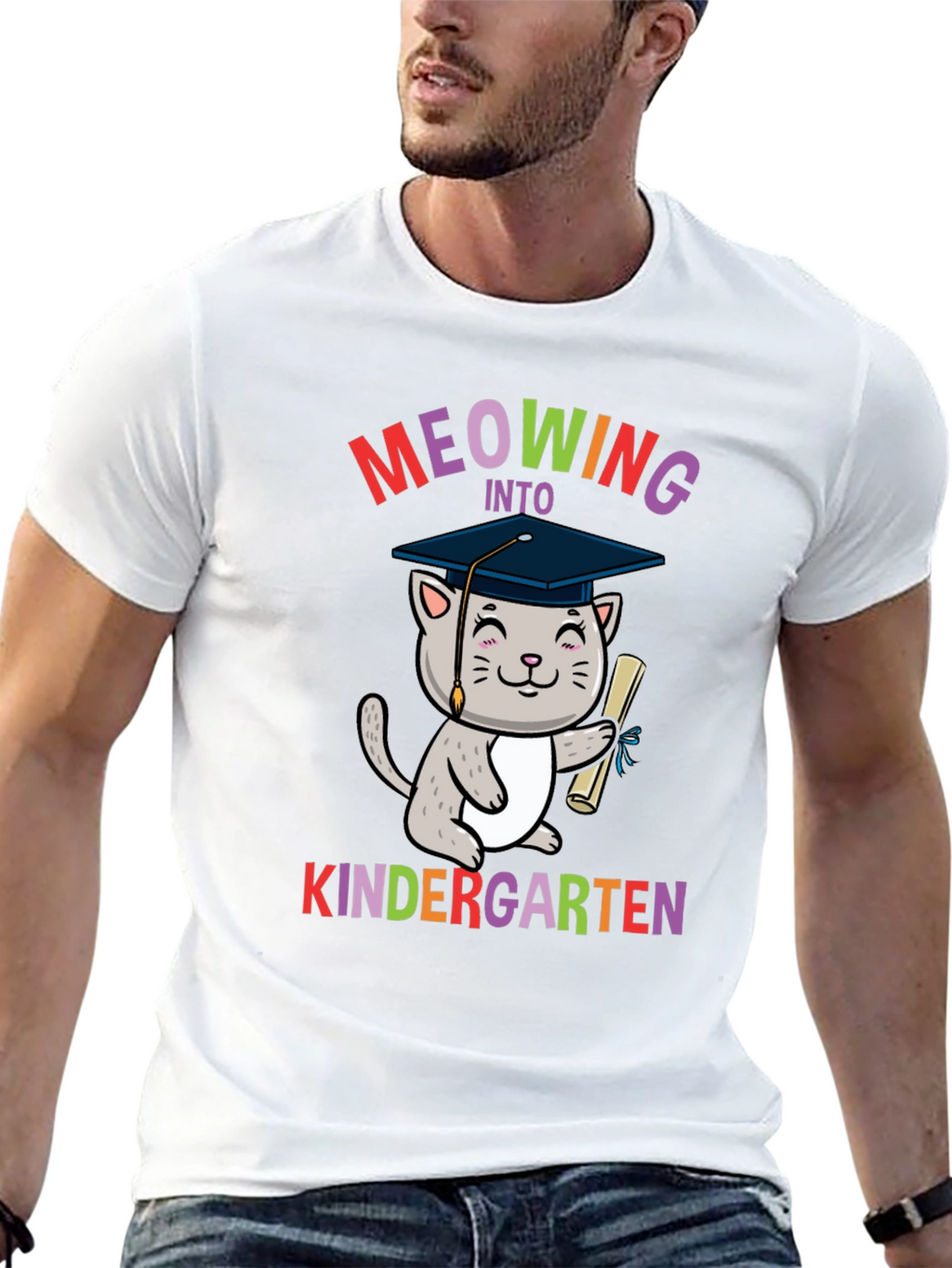 Meowing Into Kindergarten Shirt - Graduation Cat Tee