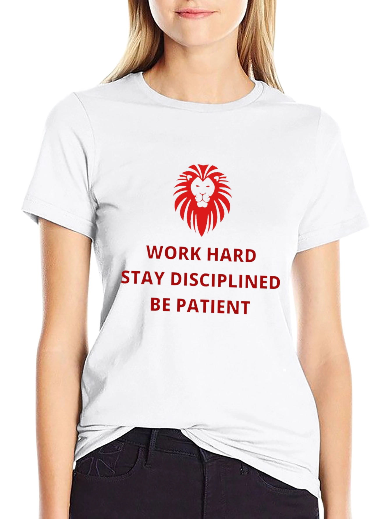 Motivational Lion Graphic Black T-Shirt