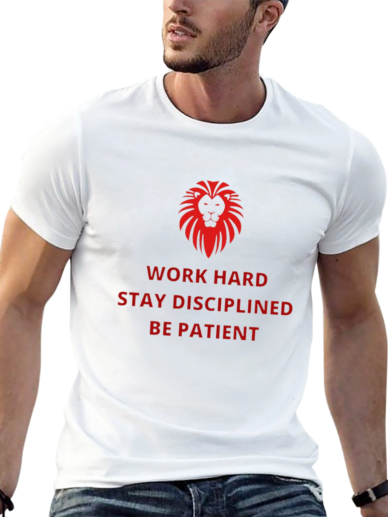 Motivational Lion Graphic Black T-Shirt
