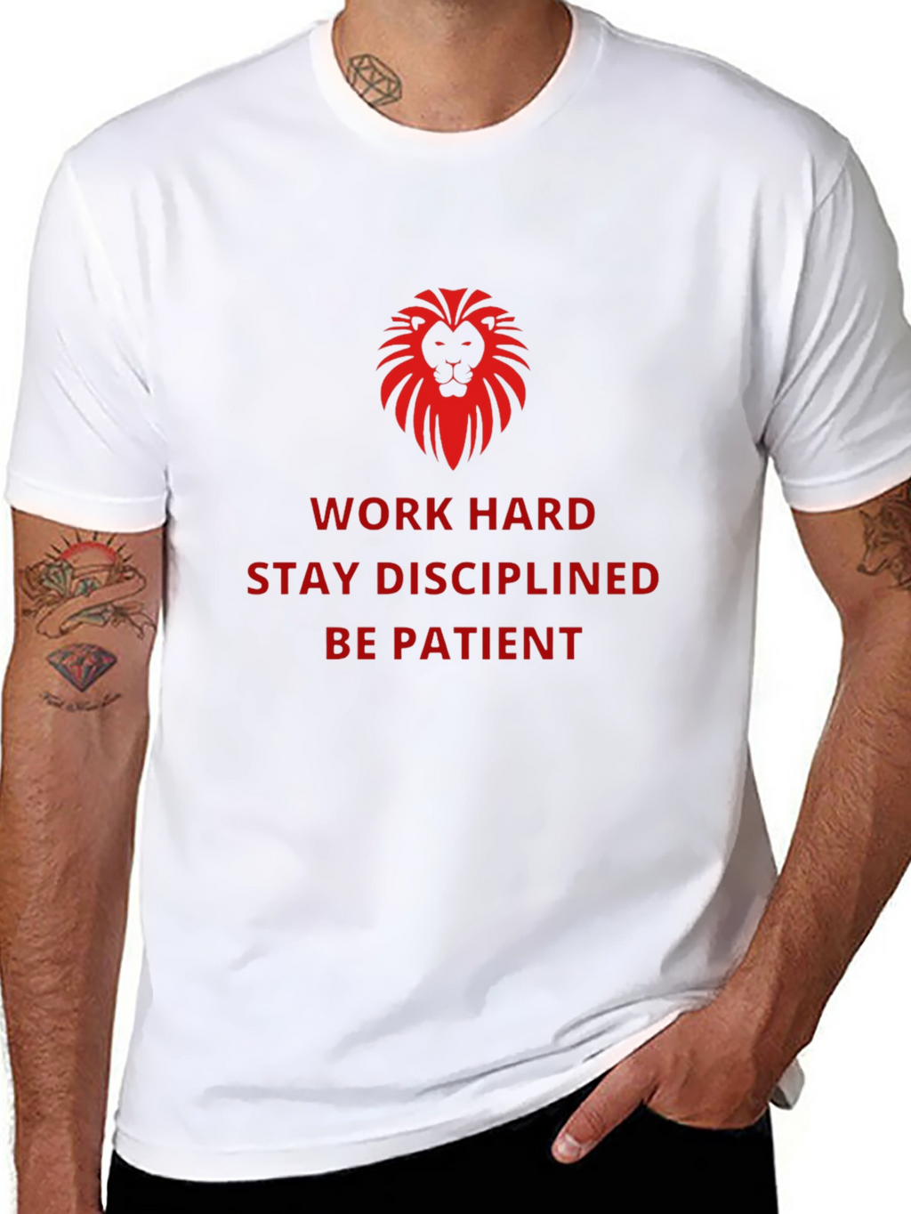 Motivational Lion Graphic Black T-Shirt