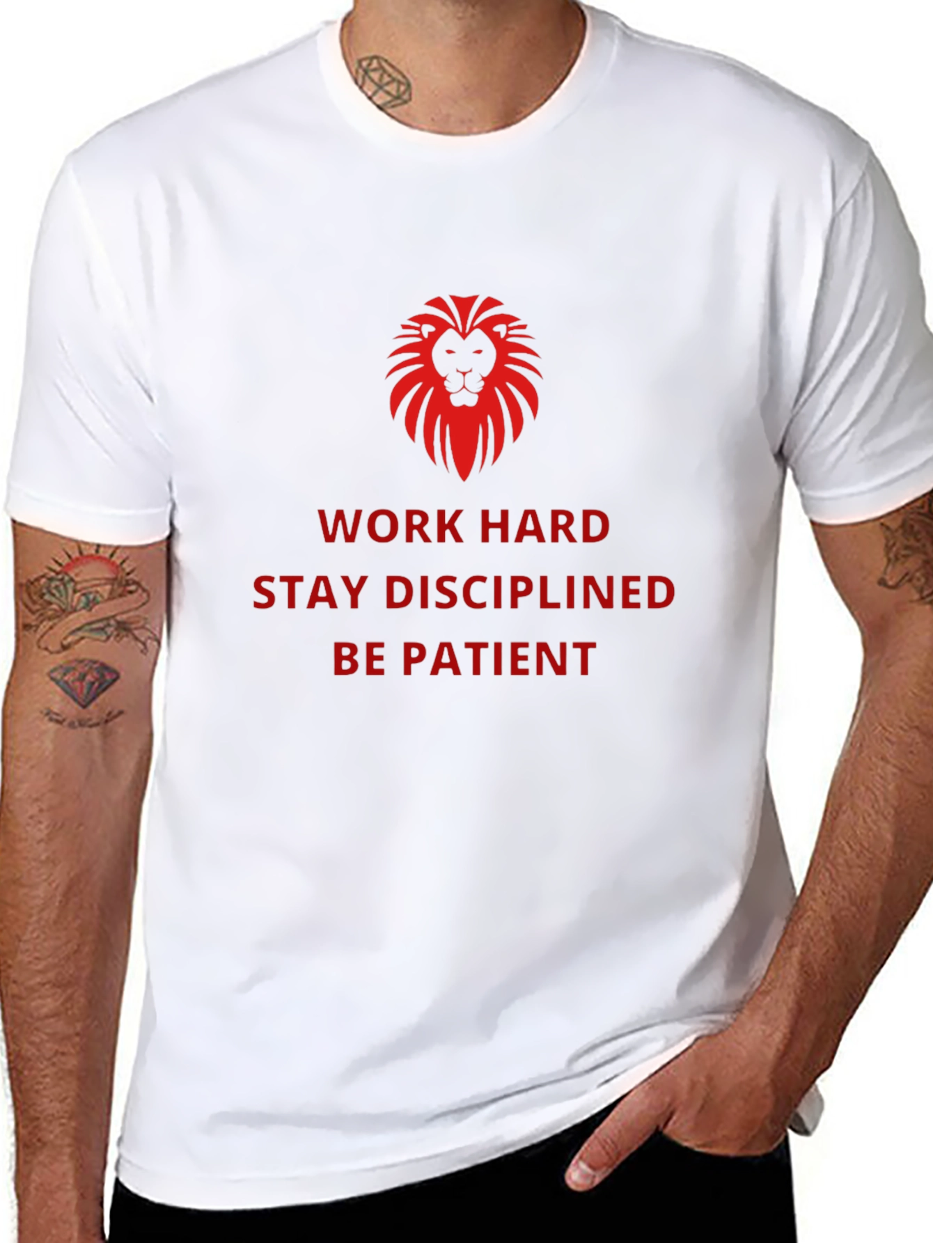 Motivational Lion Graphic Black T-Shirt