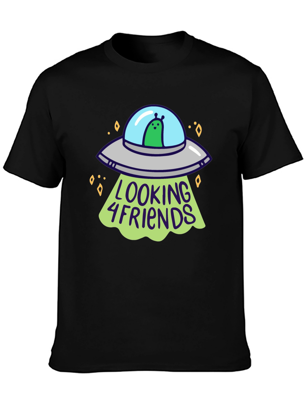 Alien UFO Looking 4 Friends Graphic T-Shirt