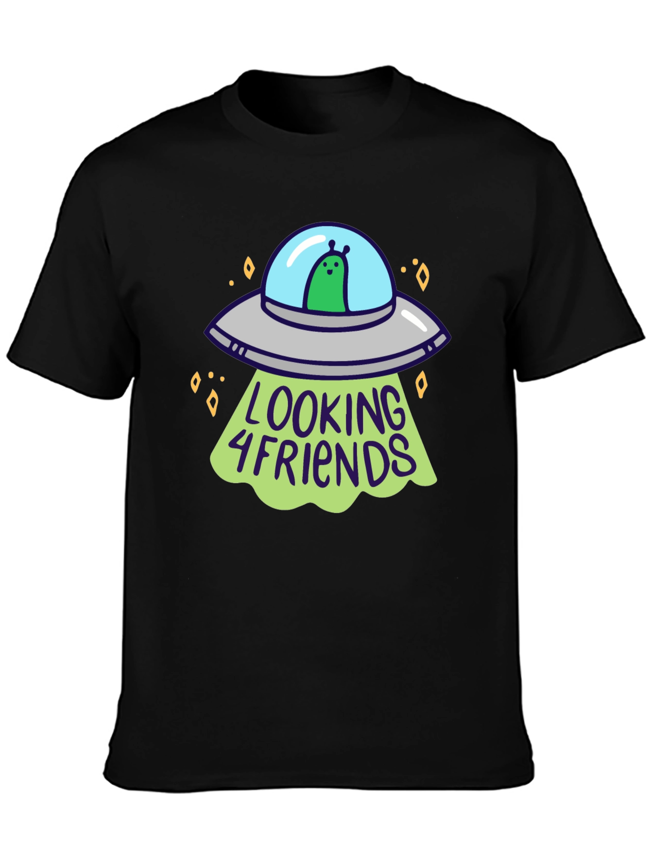 Alien UFO Looking 4 Friends Graphic T-Shirt