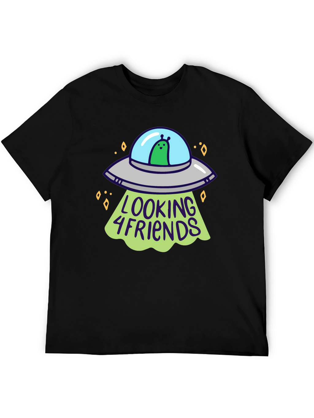 Alien UFO Looking 4 Friends Graphic T-Shirt