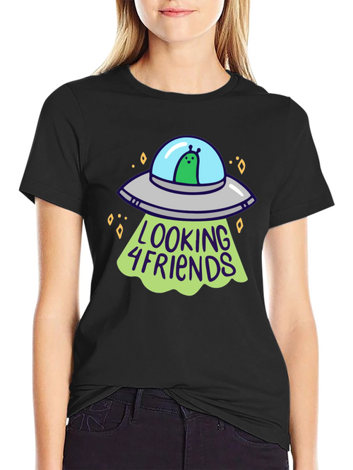 Alien UFO Looking 4 Friends Graphic T-Shirt