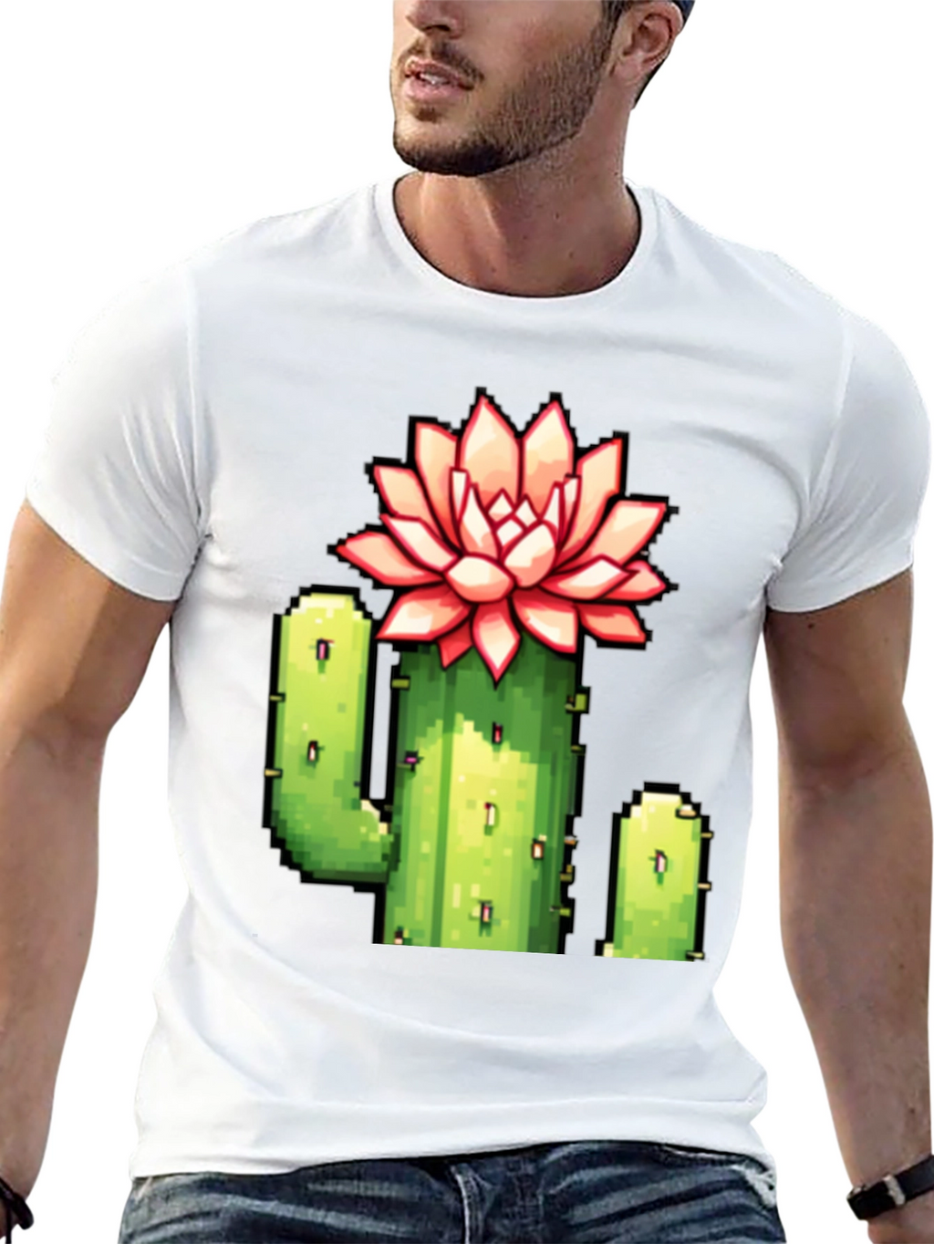 Pixel Cactus Flower Graphic Tee