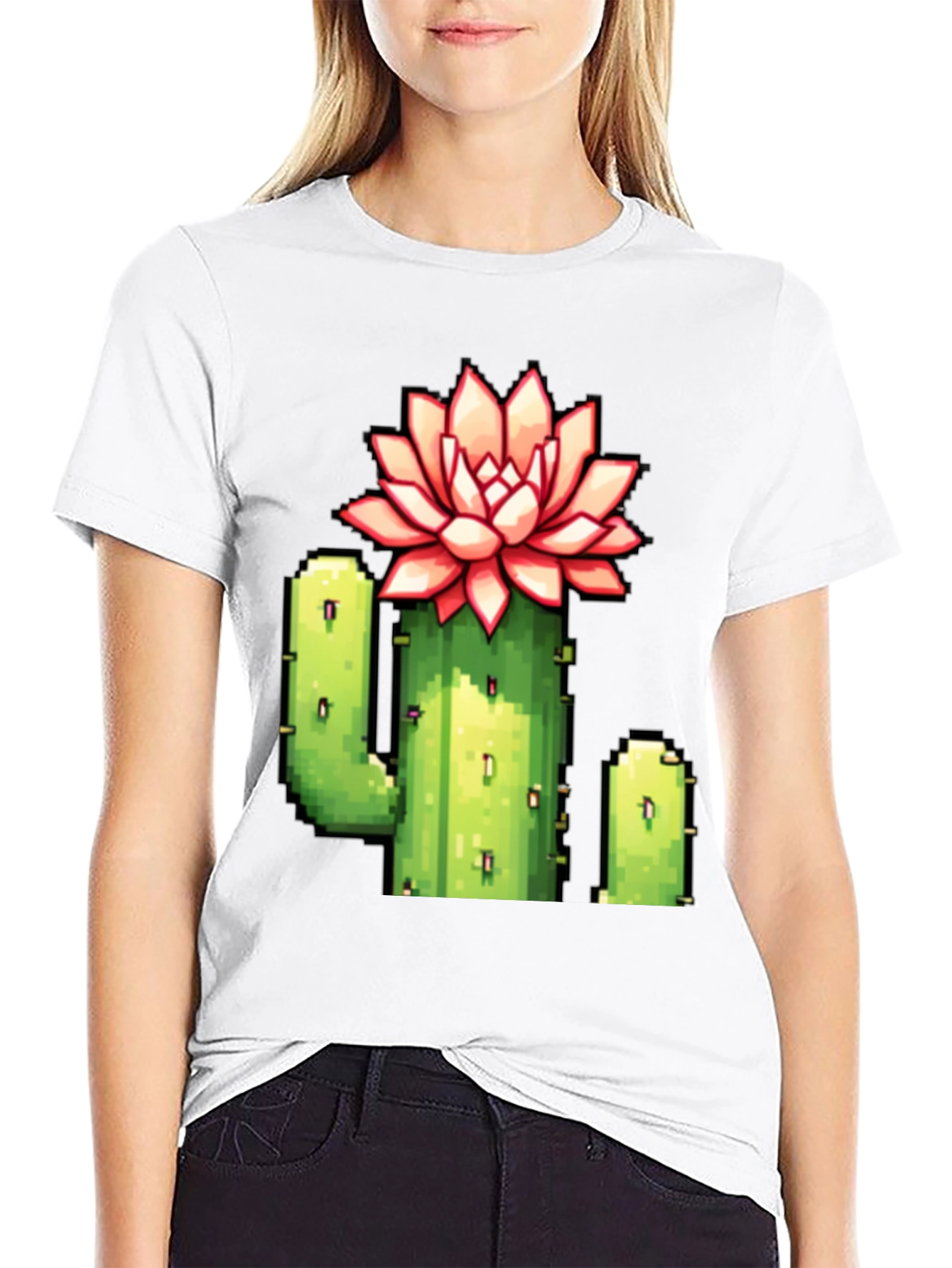 Pixel Cactus Flower Graphic Tee
