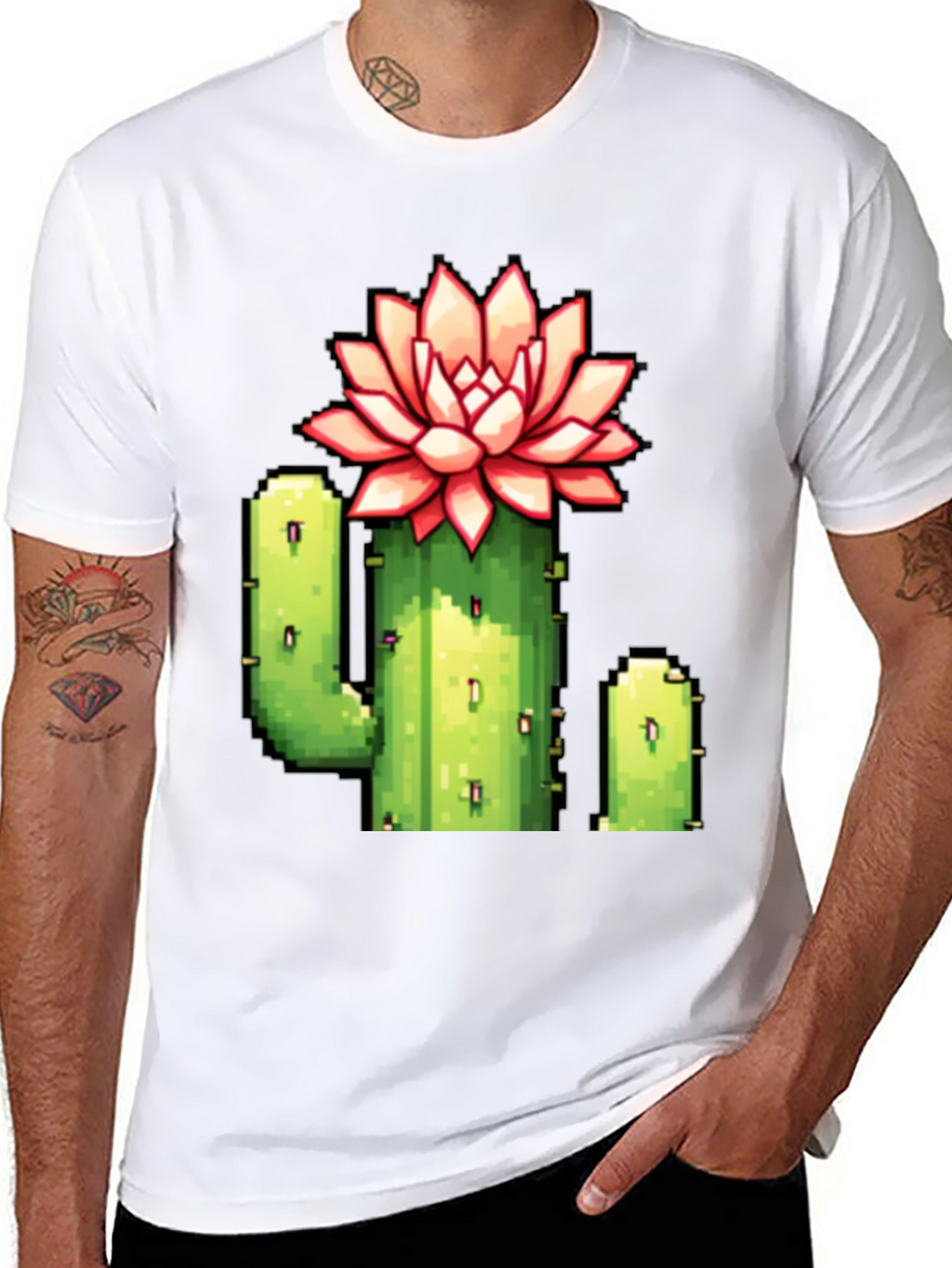 Pixel Cactus Flower Graphic Tee