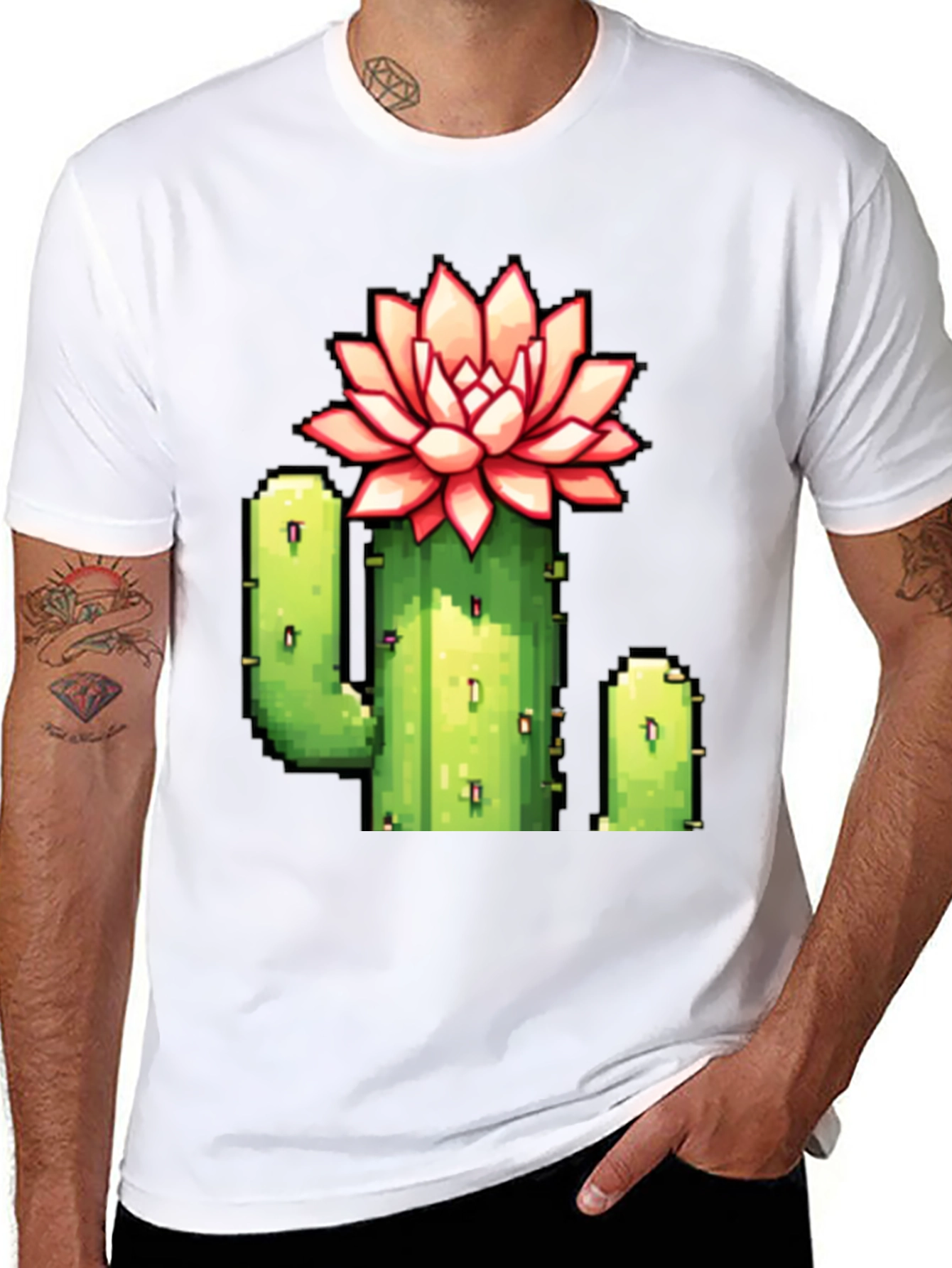 Pixel Cactus Flower Graphic Tee