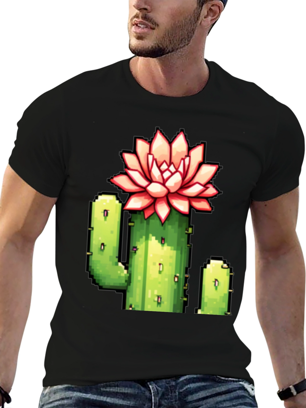 Pixel Cactus Flower Graphic Tee