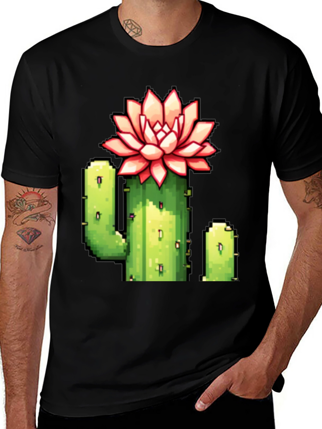 Pixel Cactus Flower Graphic Tee