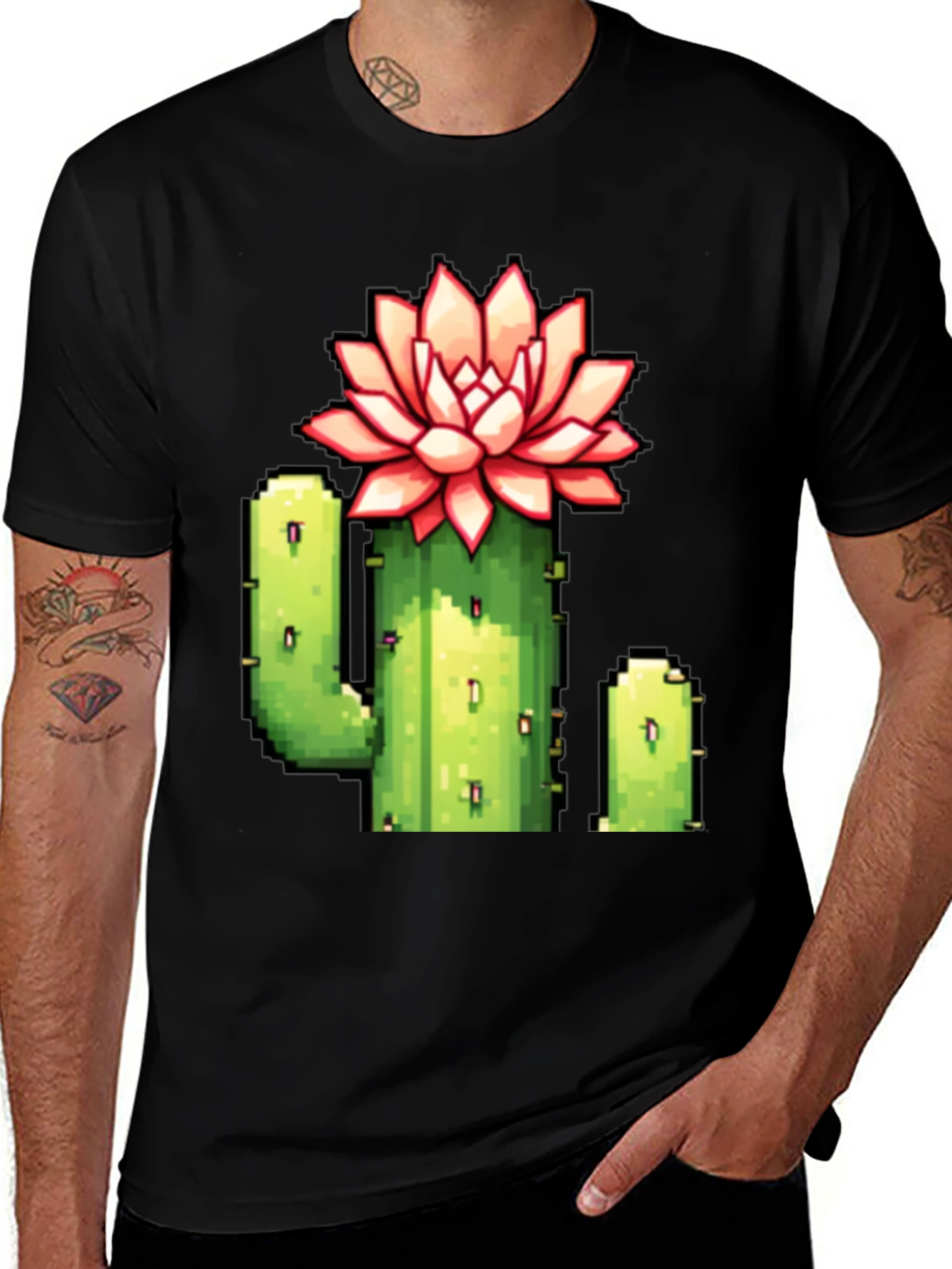 Pixel Cactus Flower Graphic Tee