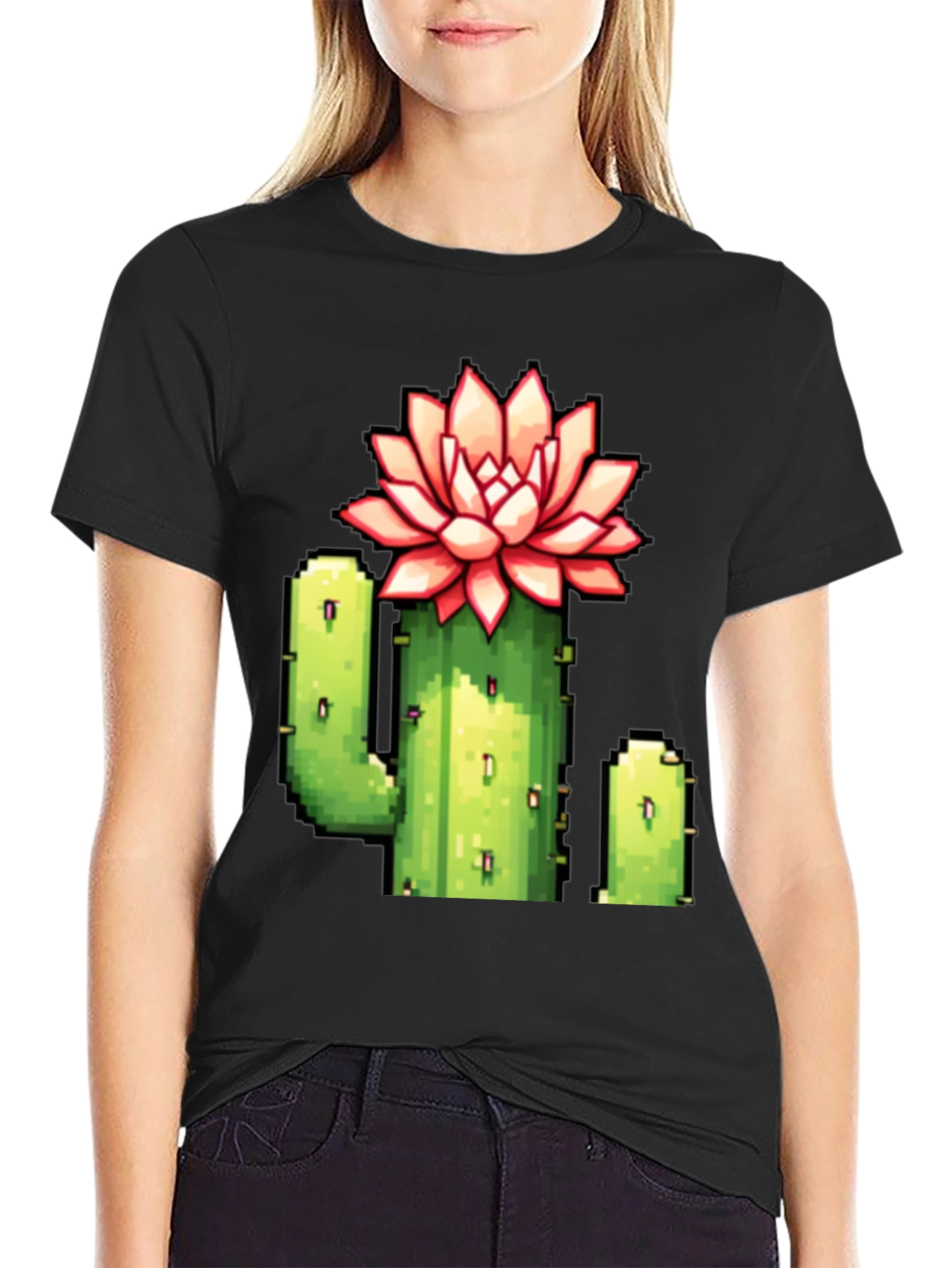 Pixel Cactus Flower Graphic Tee