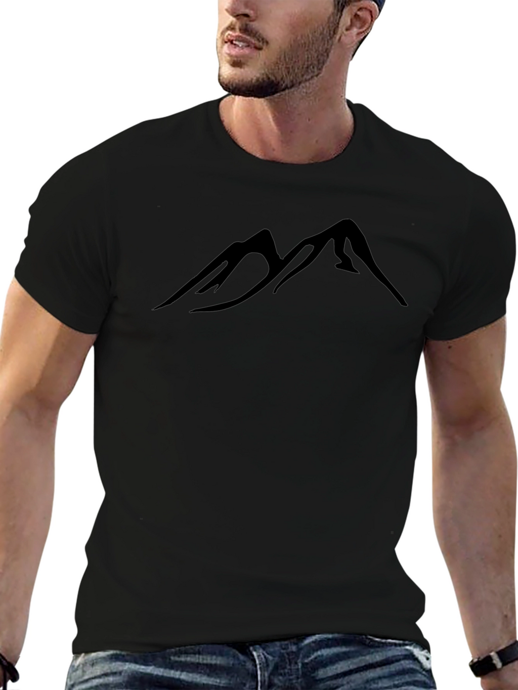 Mountain Silhouette Graphic Black T-Shirt