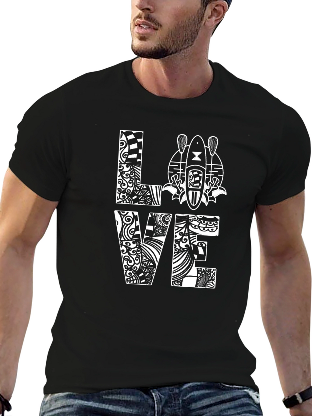 Love Kayaking Graphic T-Shirt - Black