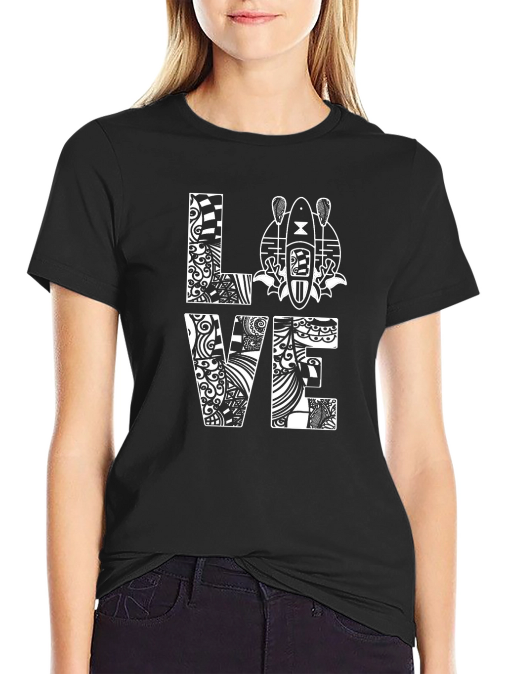 Love Kayaking Graphic T-Shirt - Black