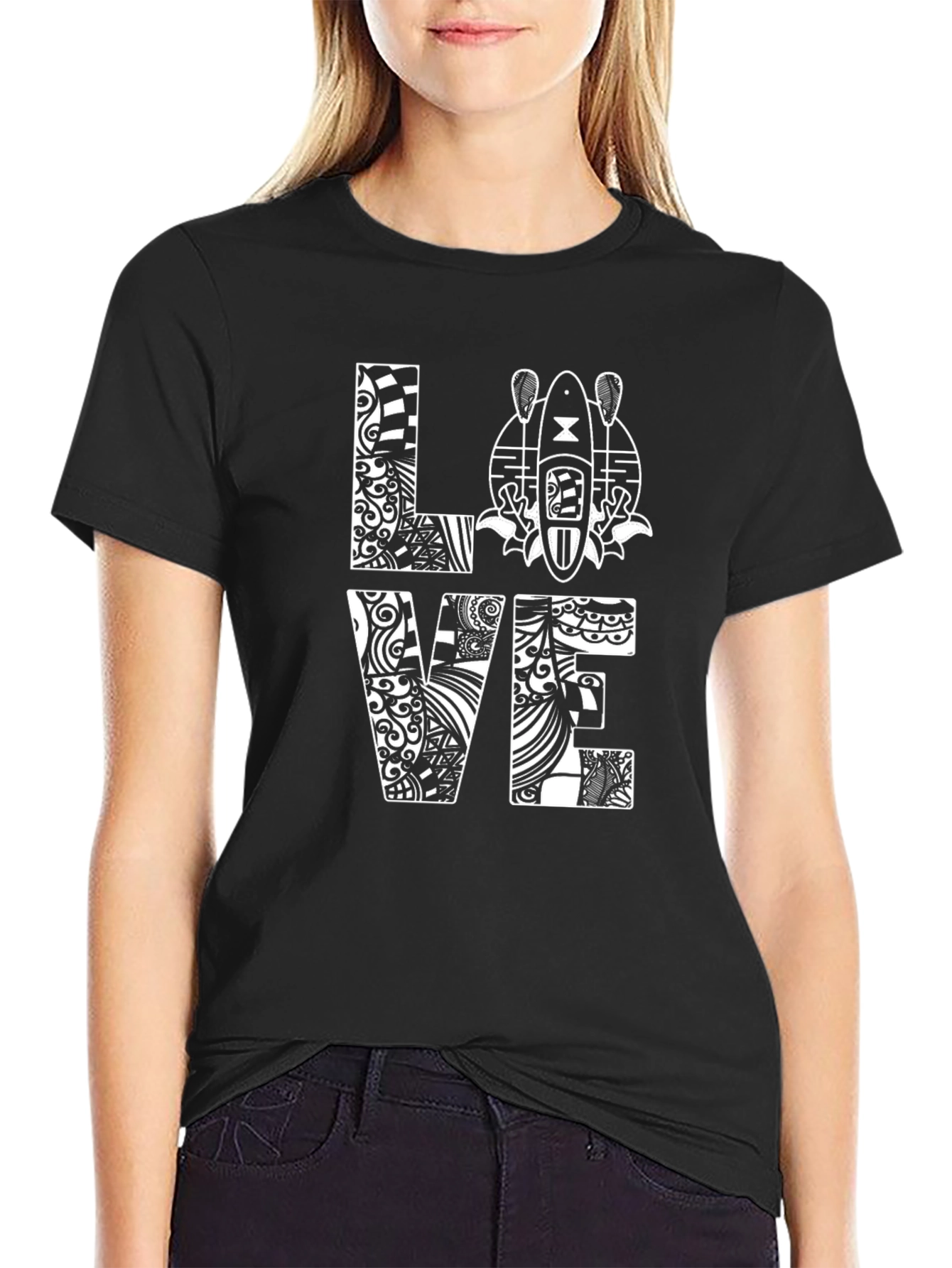 Love Kayaking Graphic T-Shirt - Black