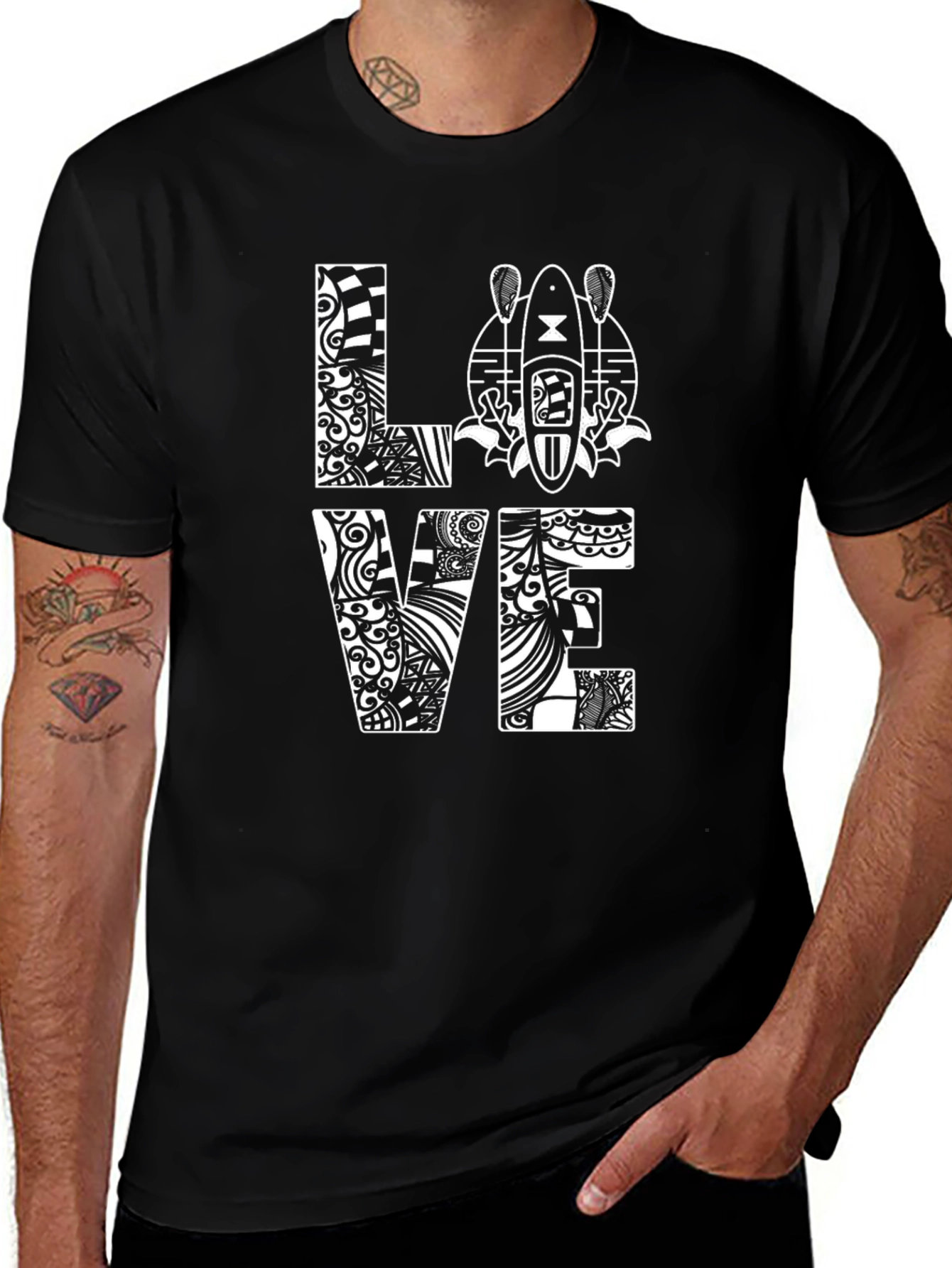 Love Kayaking Graphic T-Shirt - Black