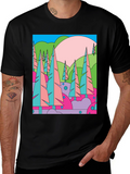 Abstract Forest Graphic T-Shirt - Retro Style Tee