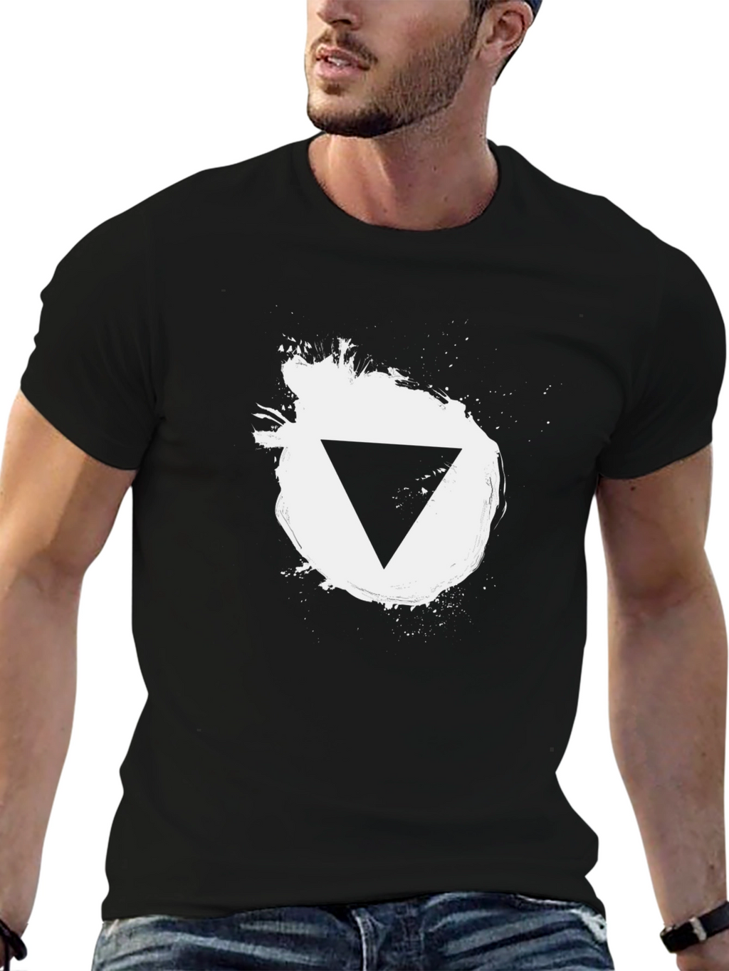 Modern Black T-Shirt with Triangle Graphic