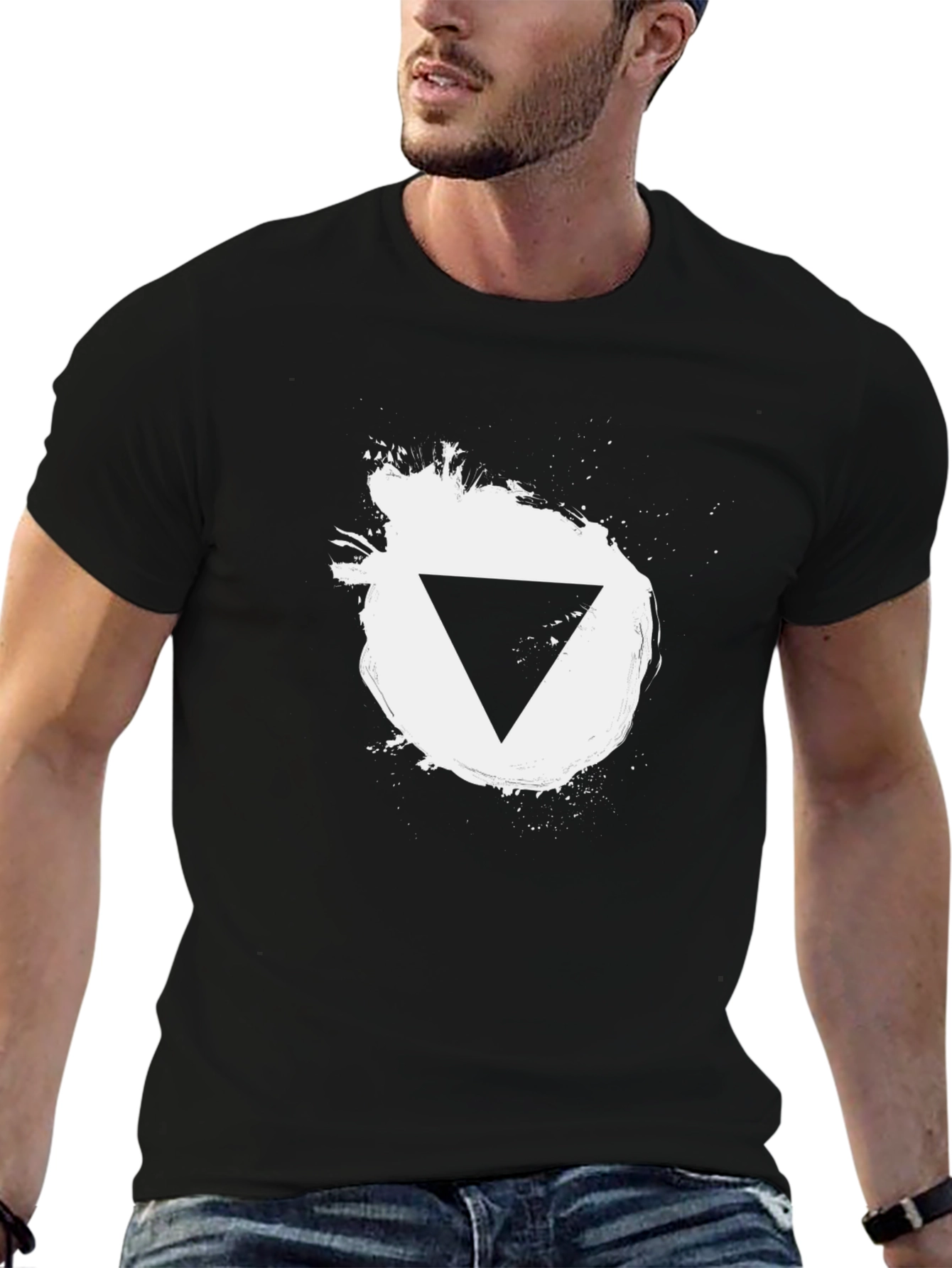 Modern Black T-Shirt with Triangle Graphic