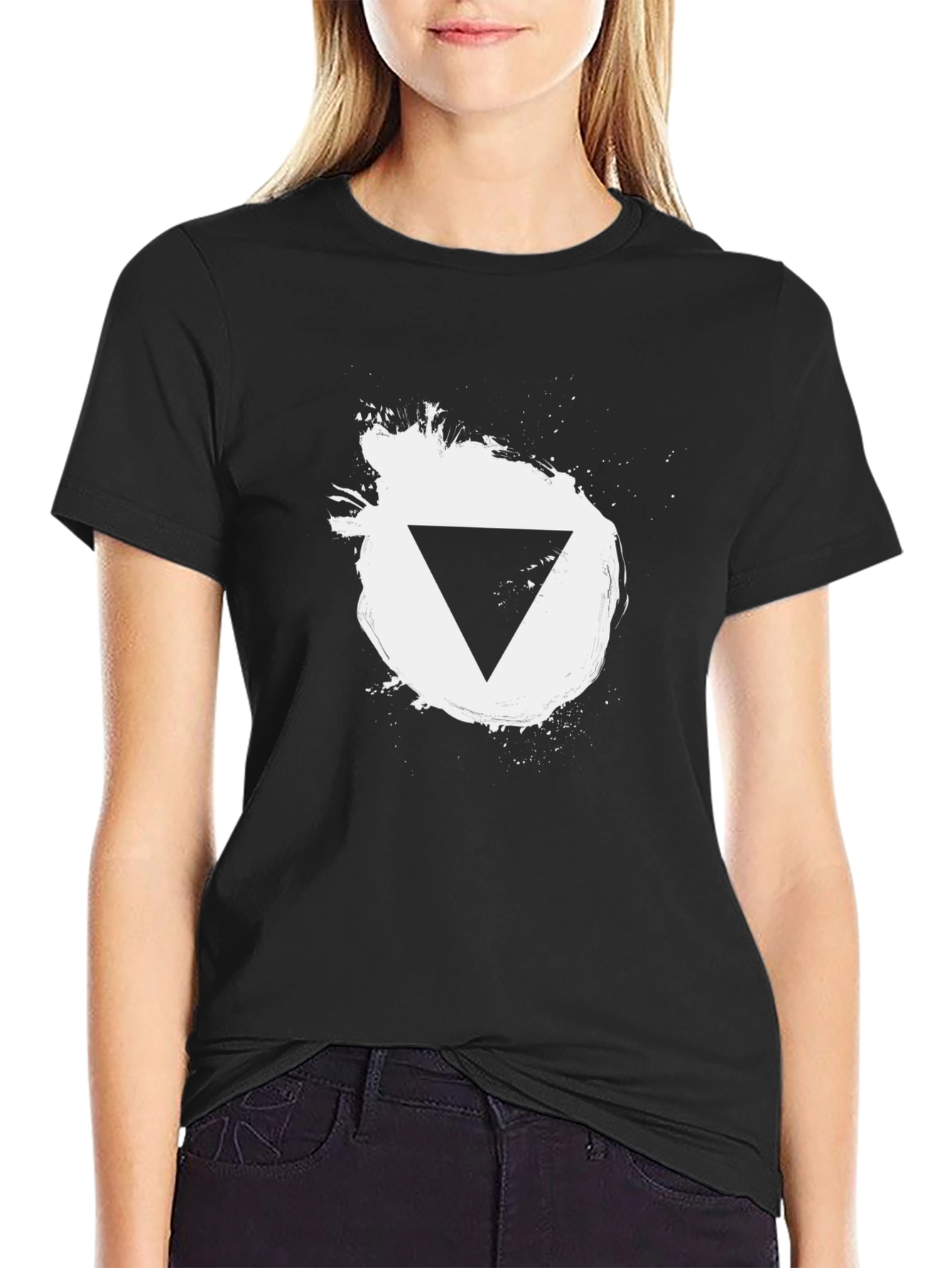 Modern Black T-Shirt with Triangle Graphic