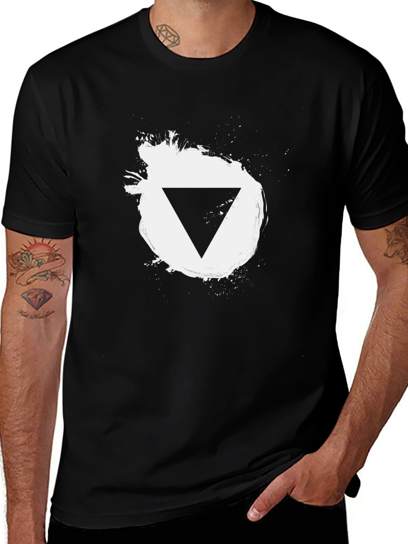 Modern Black T-Shirt with Triangle Graphic