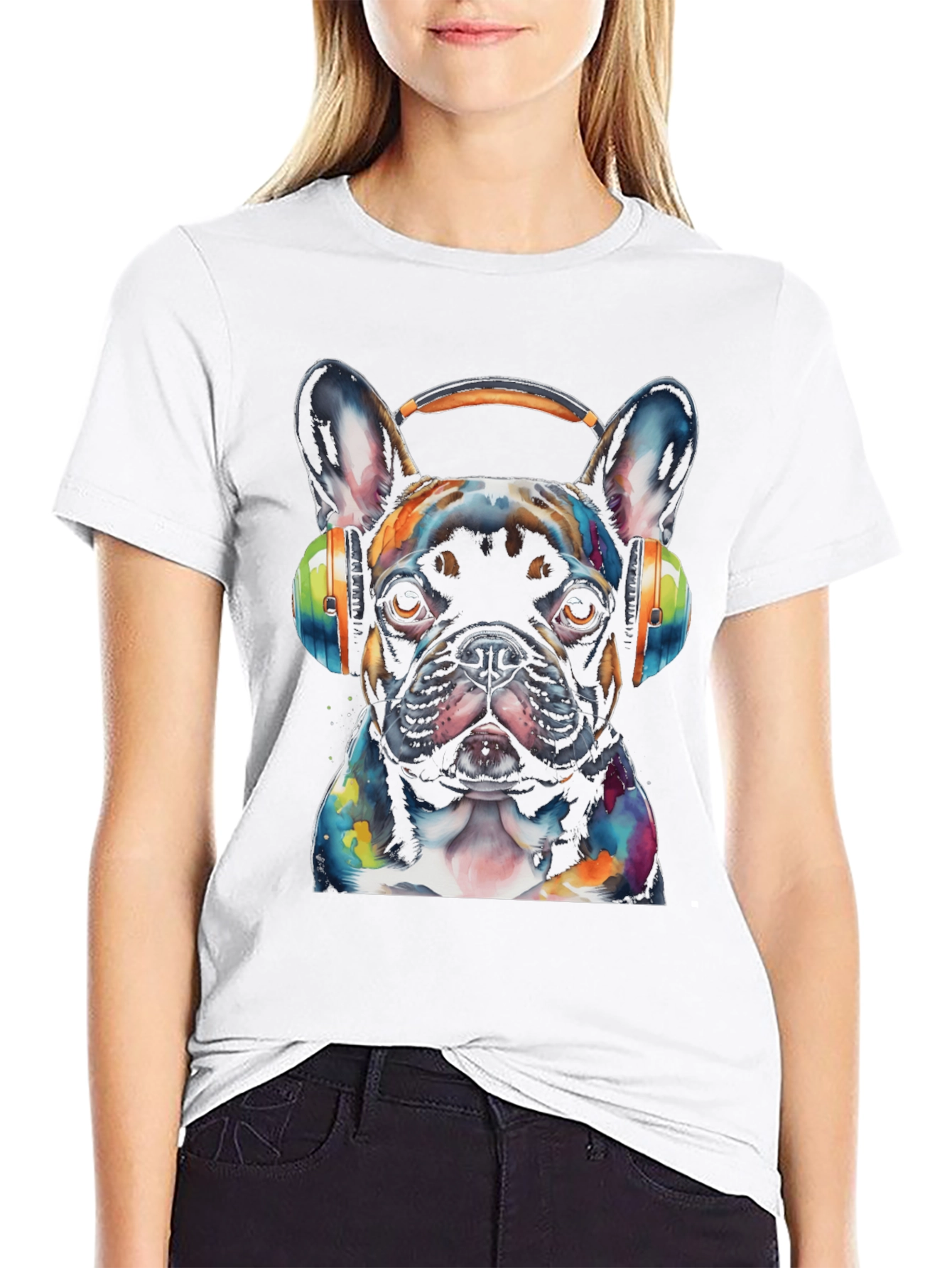 Dog with Headphones T-Shirt - Artistic Puppy Design
