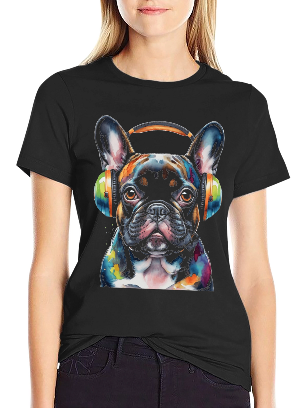 Dog with Headphones T-Shirt - Artistic Puppy Design