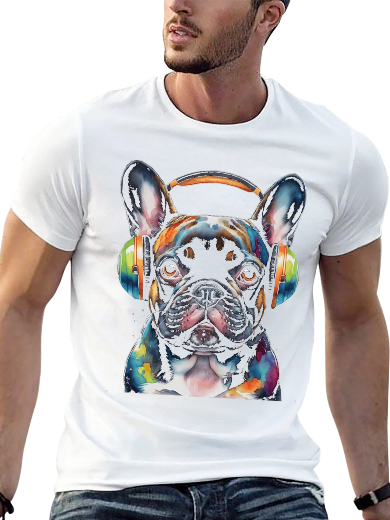 Dog with Headphones T-Shirt - Artistic Puppy Design