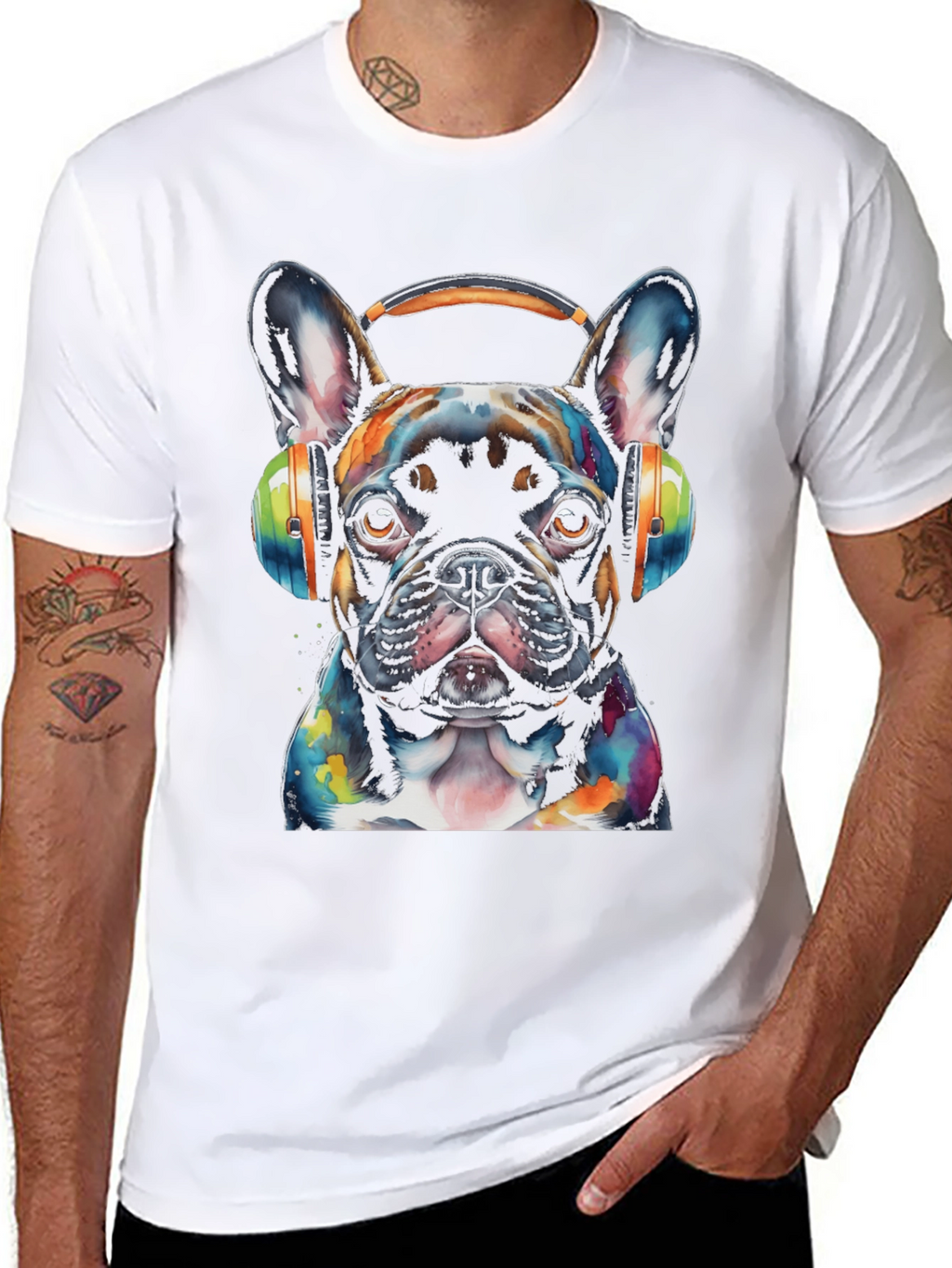 Dog with Headphones T-Shirt - Artistic Puppy Design