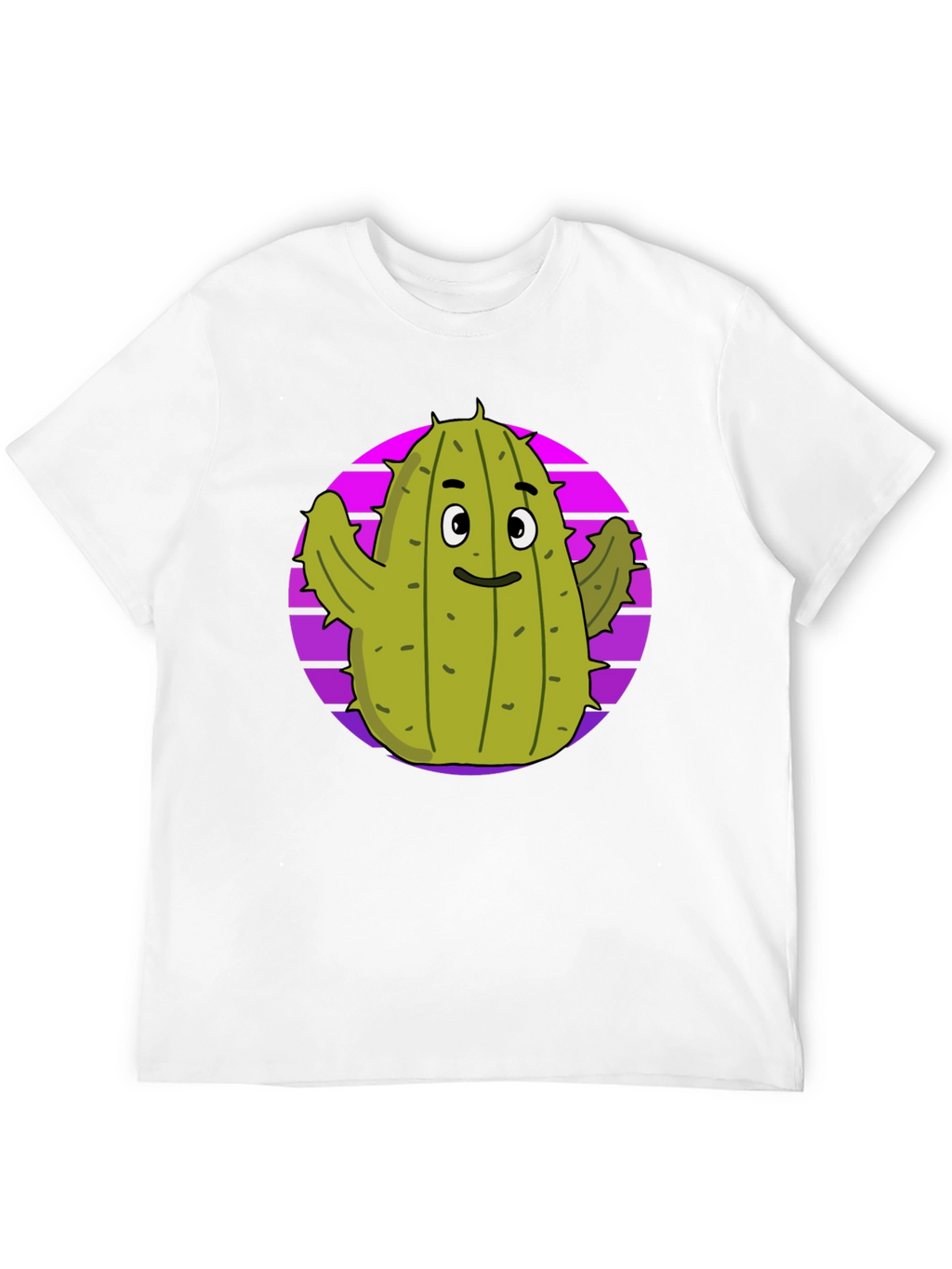 Fun Cactus Graphic Tee - Black Cotton T-Shirt