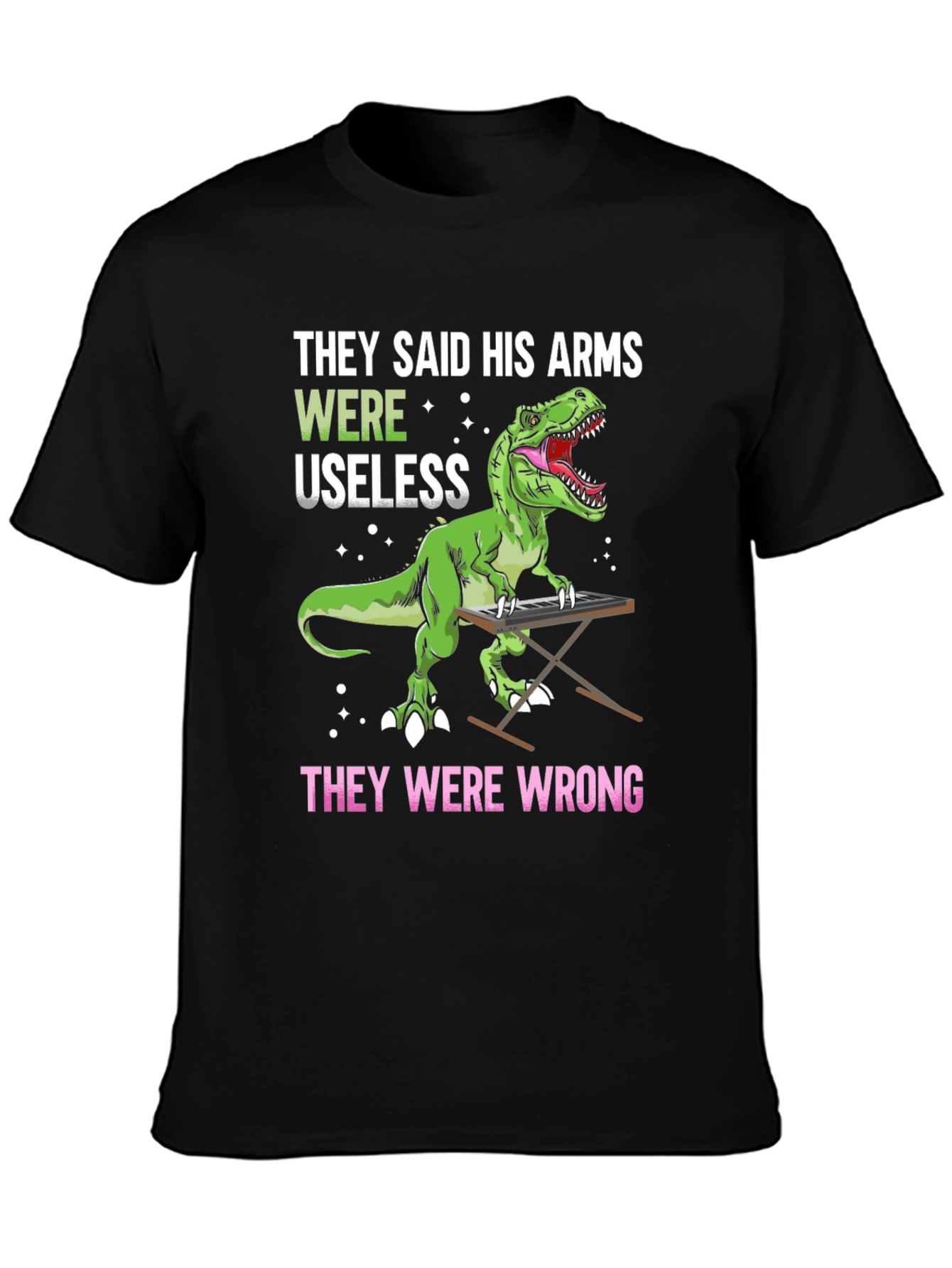 Dinosaur Playing Piano Graphic T-Shirt