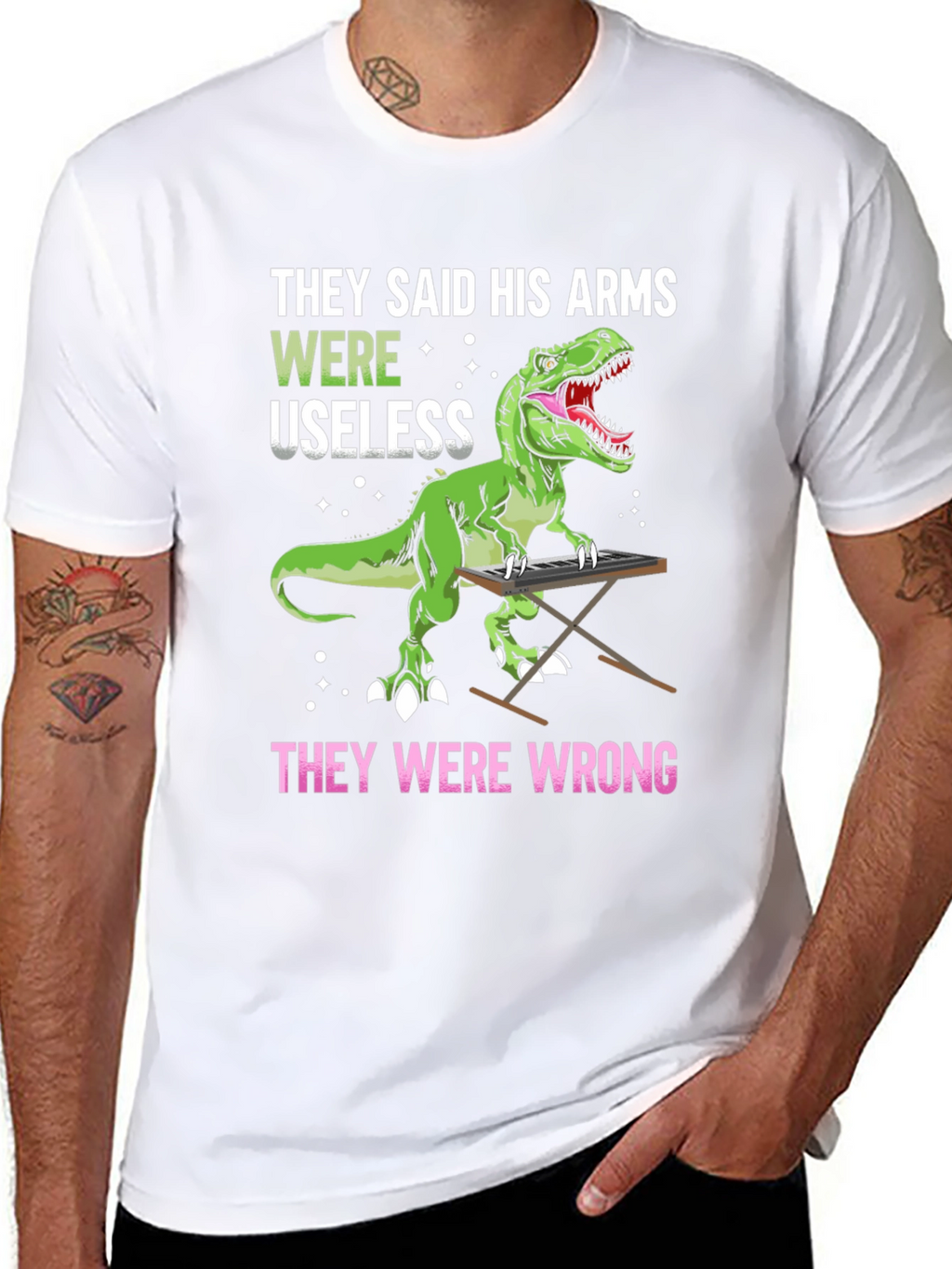 Dinosaur Playing Piano Graphic T-Shirt