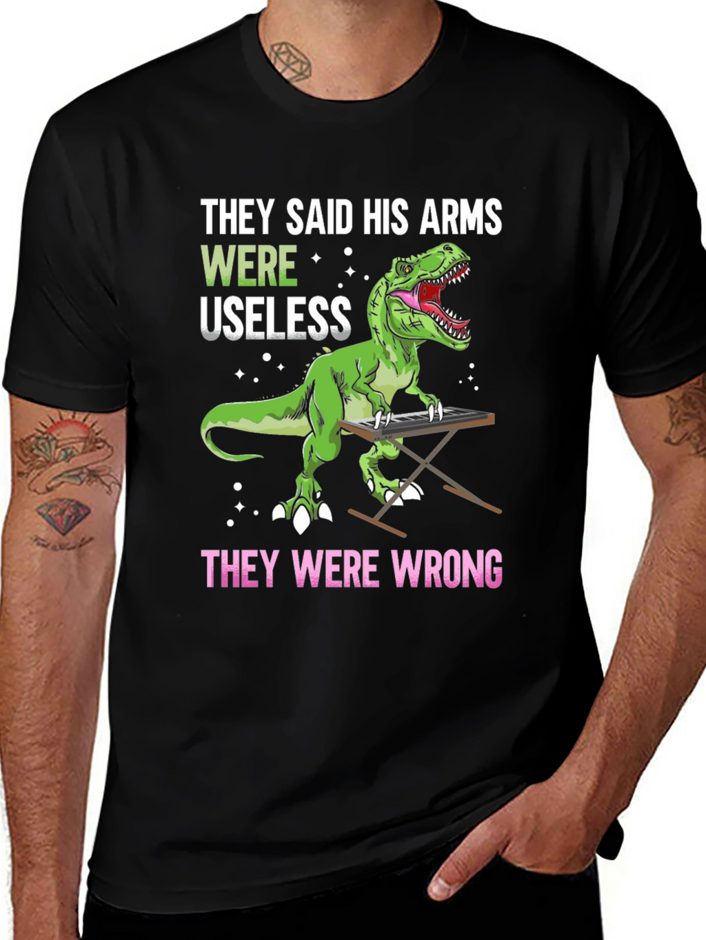 Dinosaur Playing Piano Graphic T-Shirt