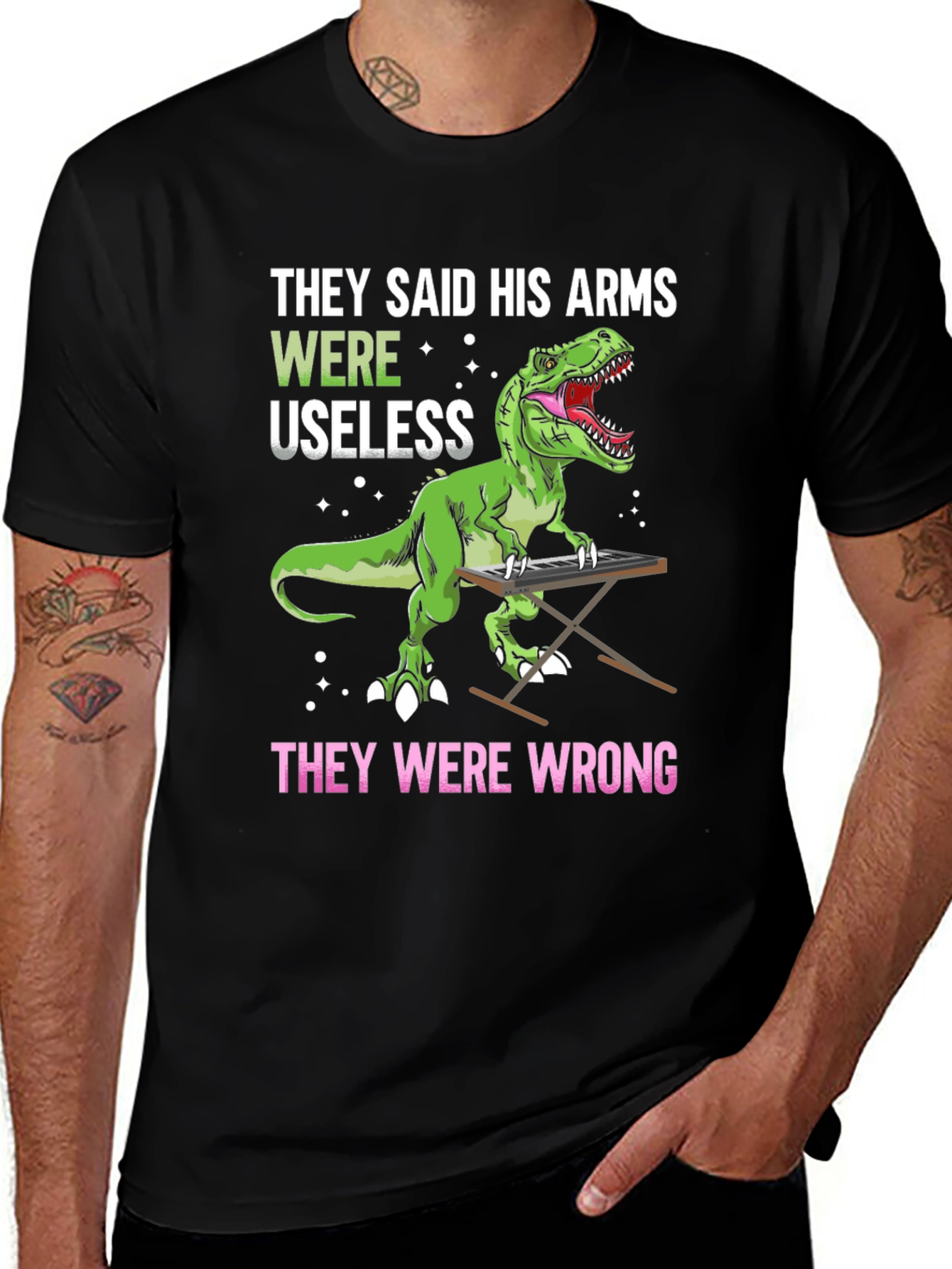 Dinosaur Playing Piano Graphic T-Shirt