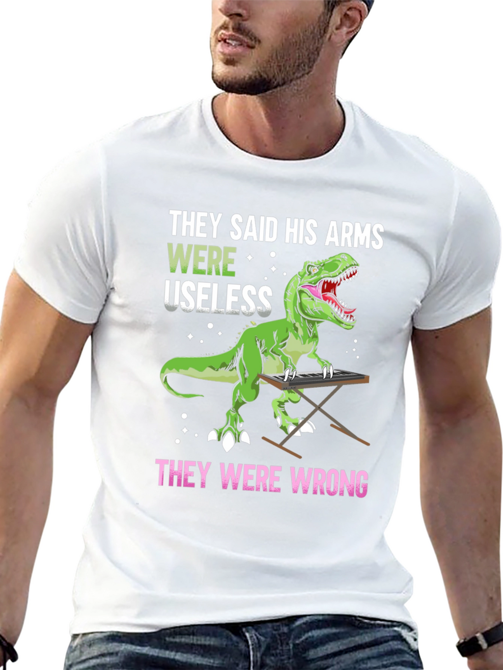 Dinosaur Playing Piano Graphic T-Shirt