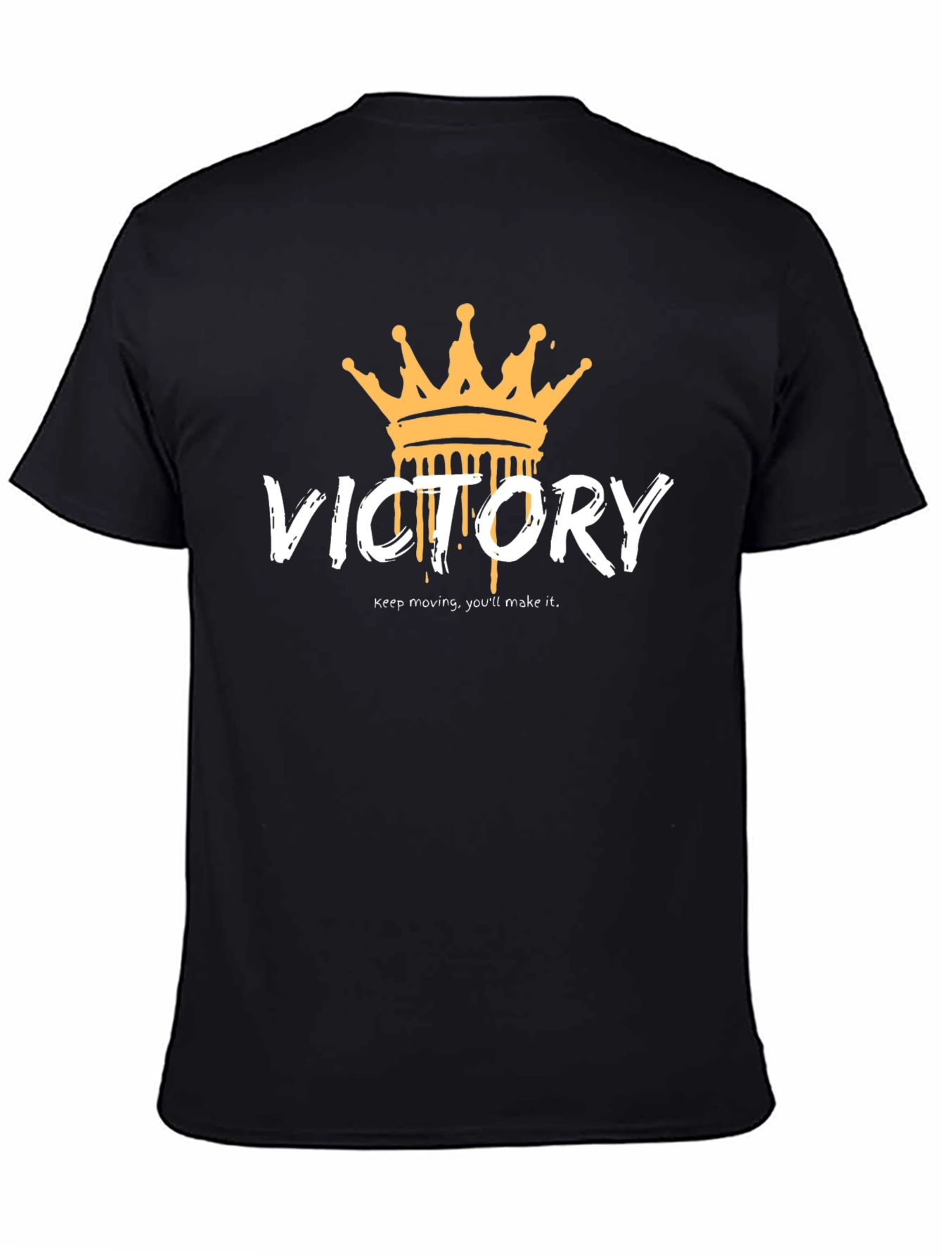 Victory Crown Graphic Tee - Black Cotton T-Shirt