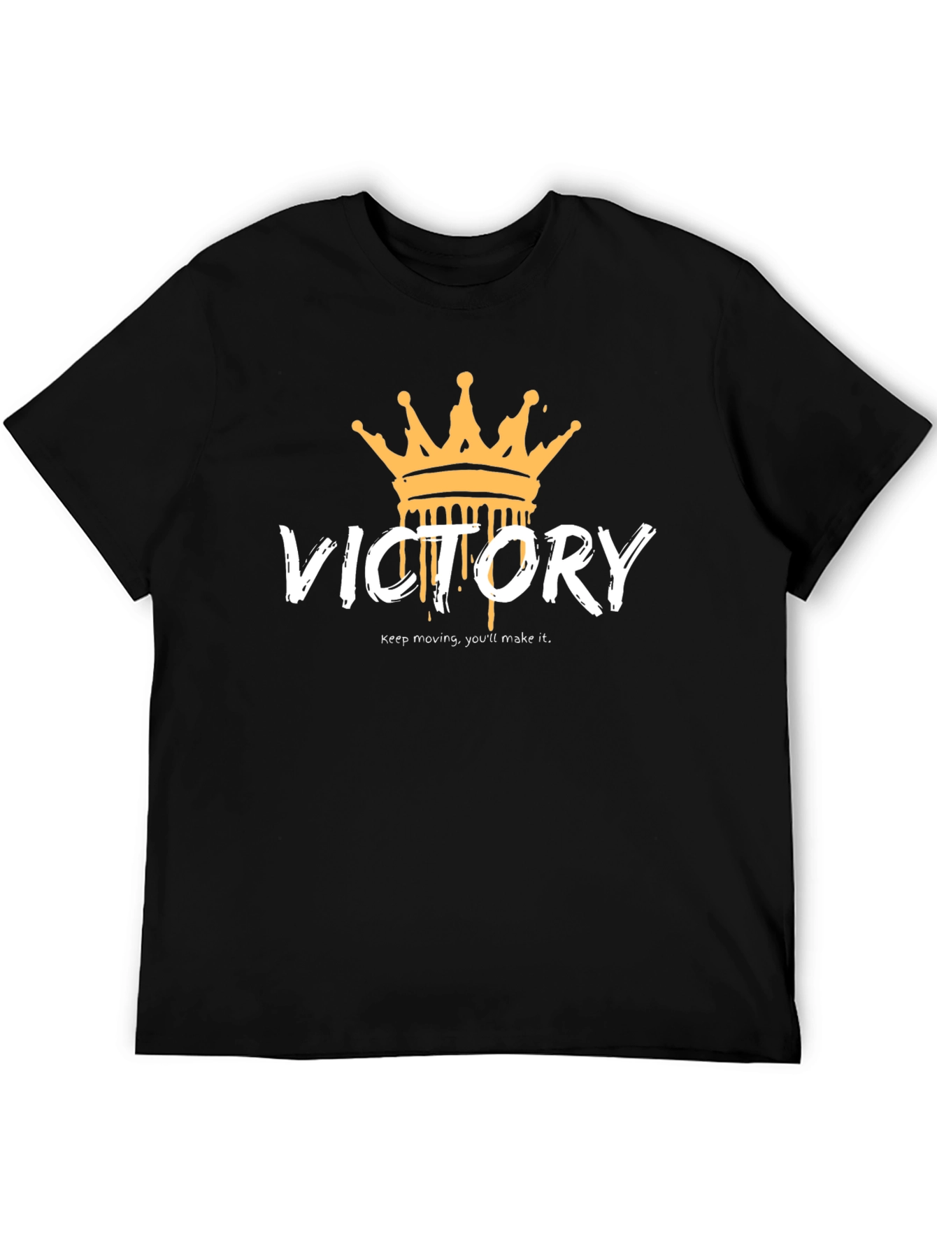 Victory Crown Graphic Tee - Black Cotton T-Shirt