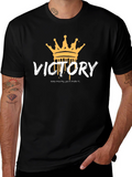 Victory Crown Graphic Tee - Black Cotton T-Shirt
