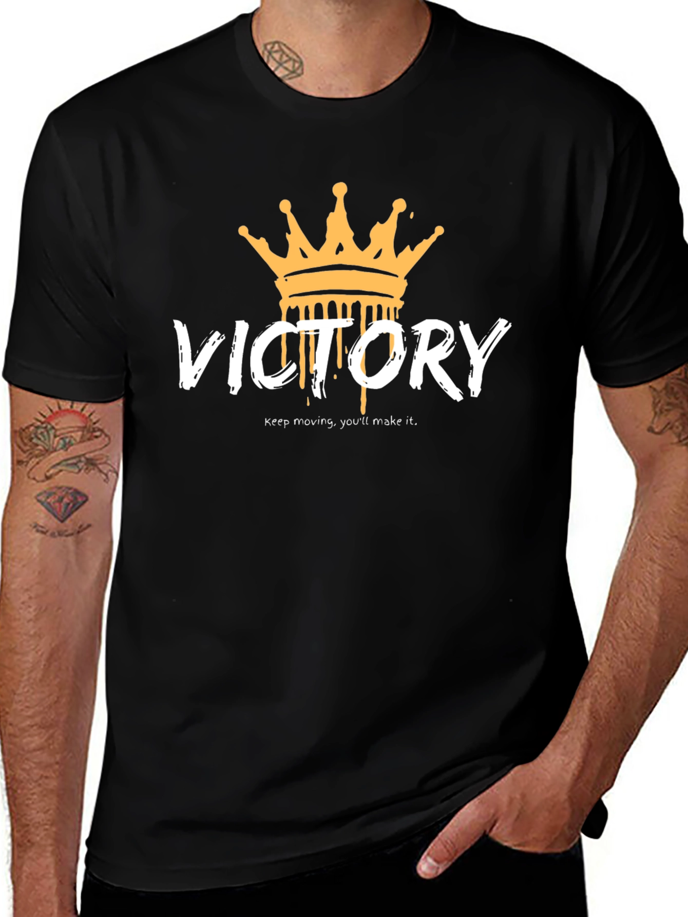 Victory Crown Graphic Tee - Black Cotton T-Shirt