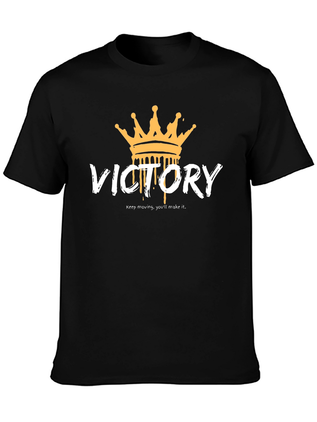 Victory Crown Graphic Tee - Black Cotton T-Shirt